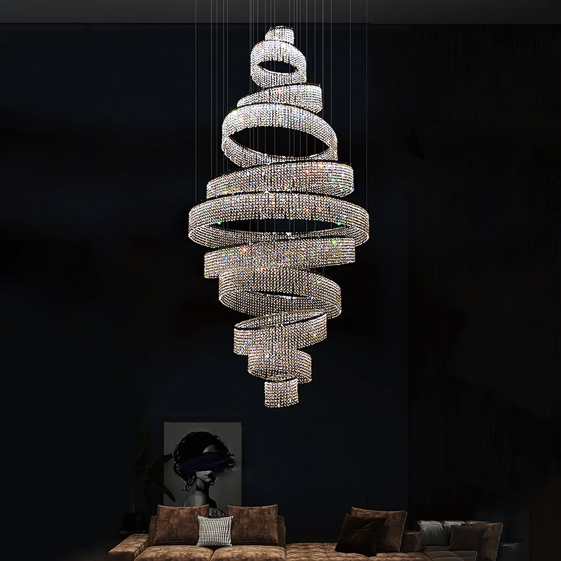 Crystal Imbrem Ring Chandelier