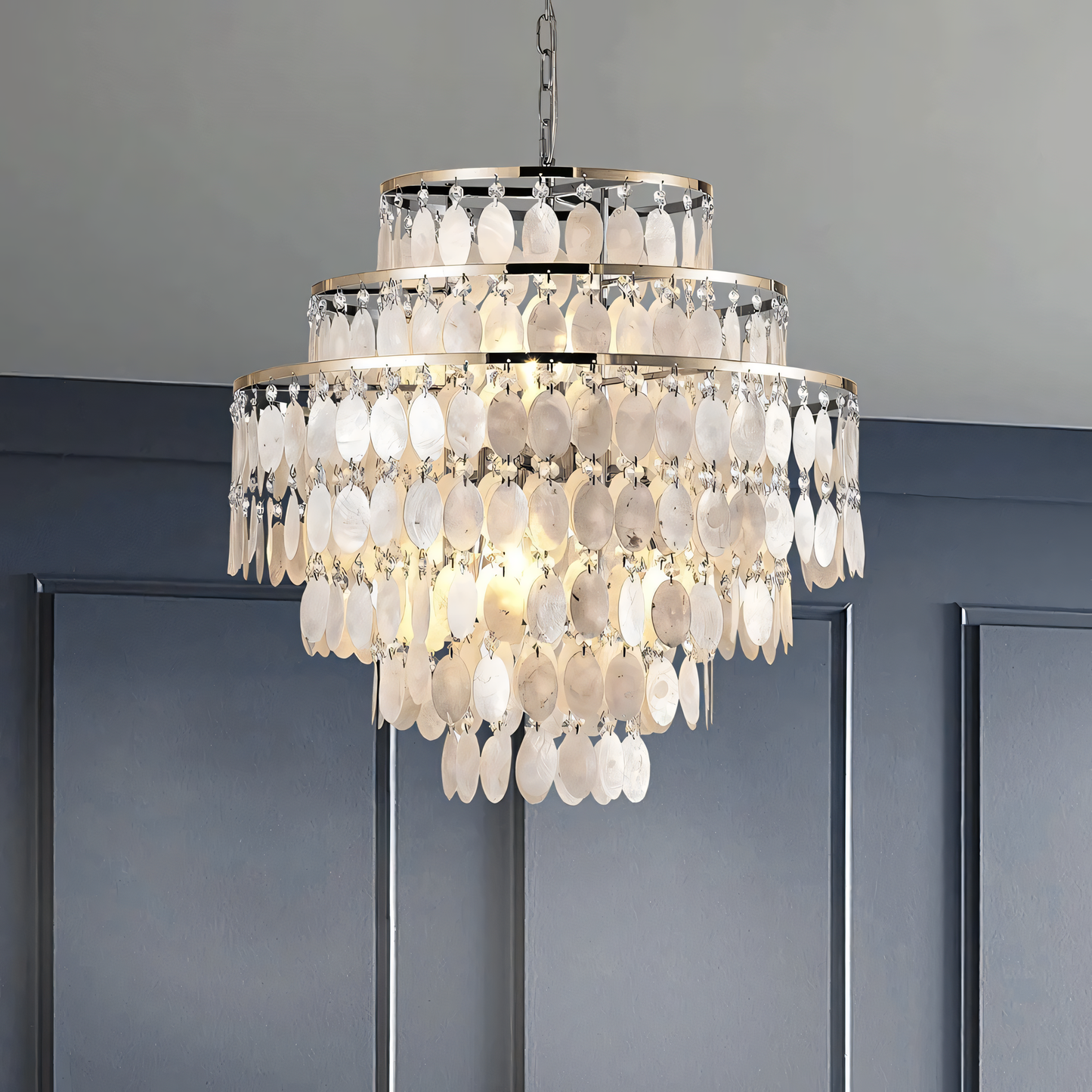 Captivating White Husks chandelier, a masterpiece of organic, natural design