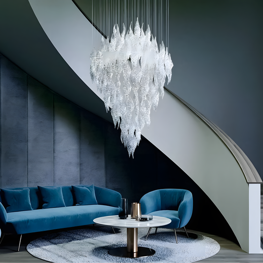 Icy Frosted Leaves Glass Chandelier, a breathtaking centerpiece in the Ice Kingdom