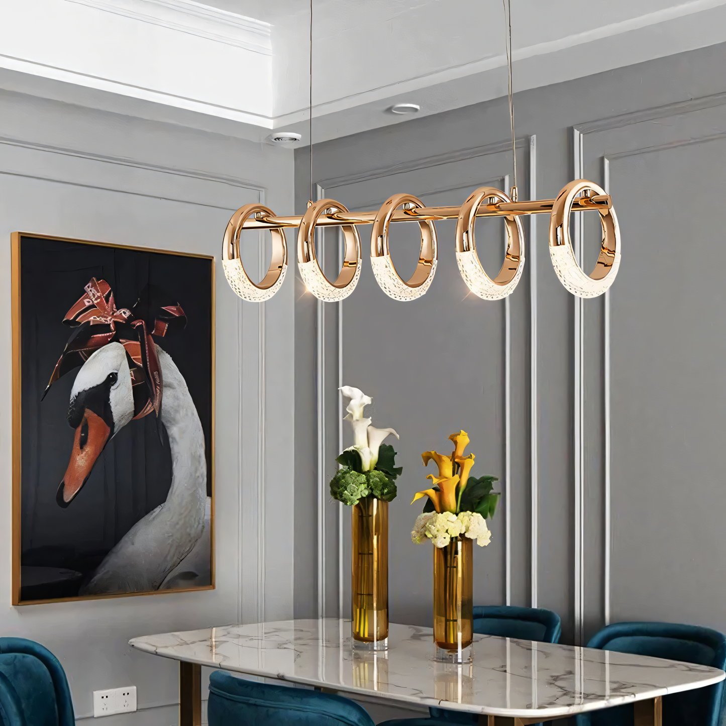 Sleek, futuristic silhouette of the modern chandelier