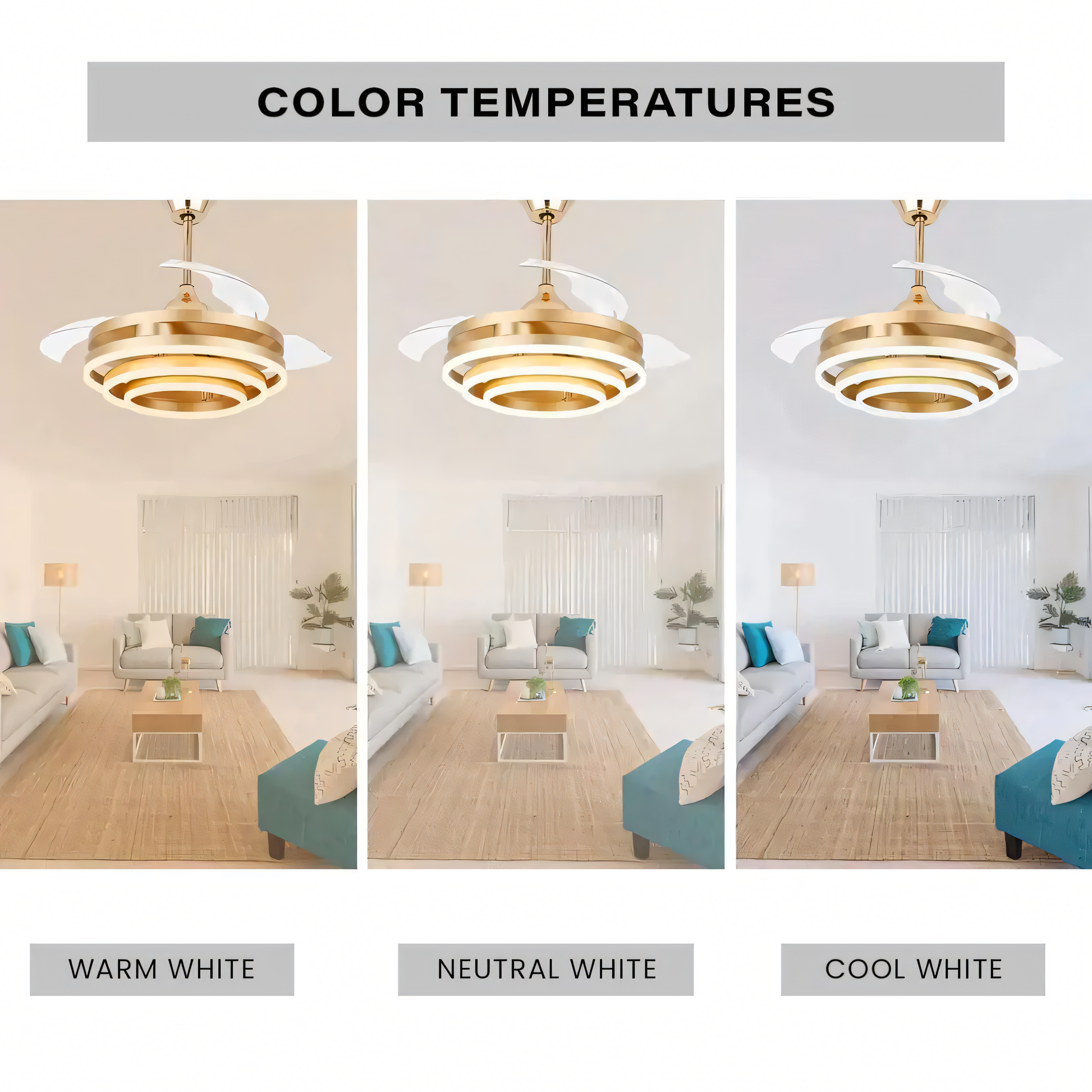 Contemporary ceiling fan with ambient chandelier illumination