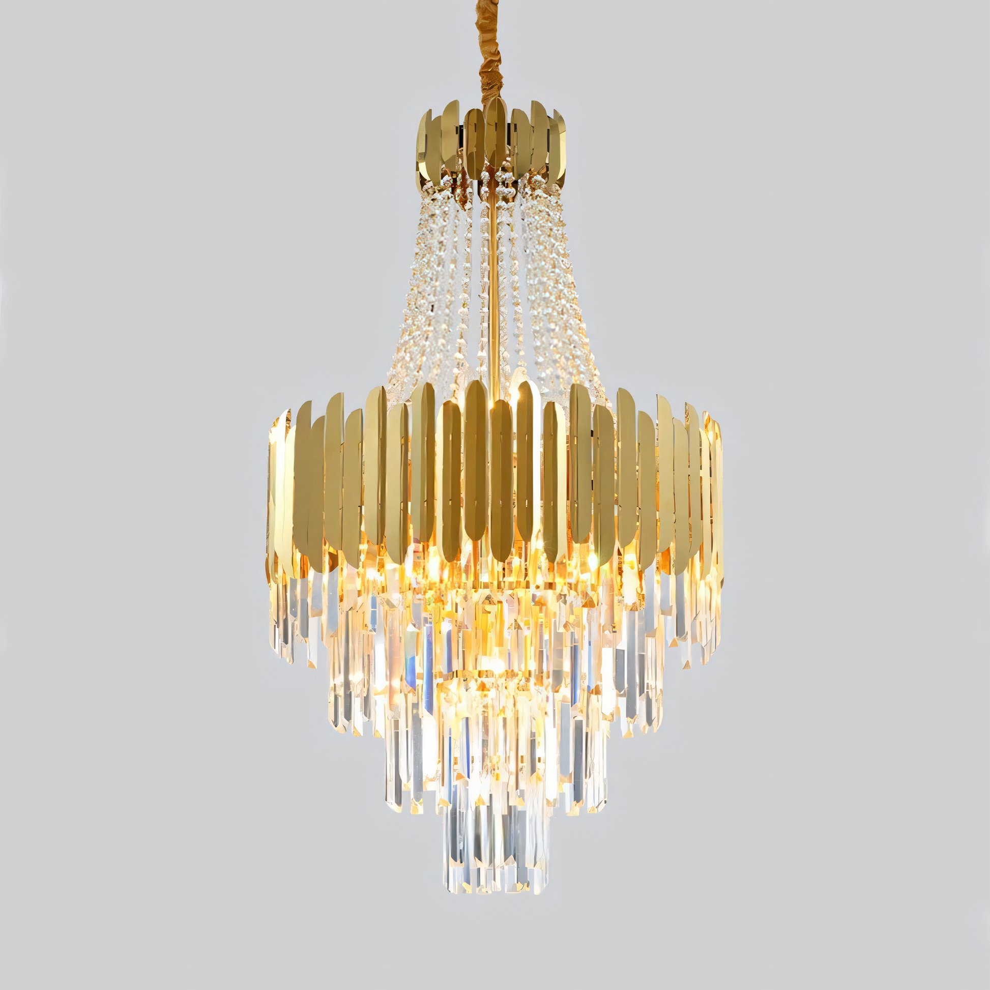 Captivating crystal and LED chandelier