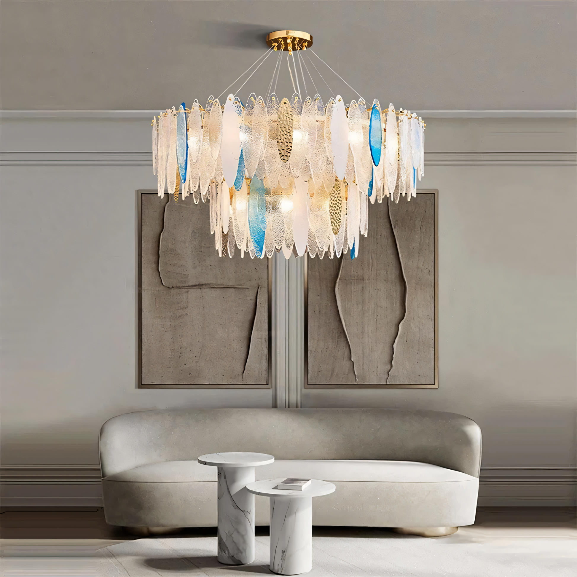 Elegant gold double-step coastal chandelier