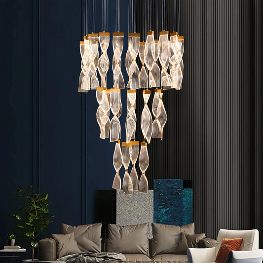 Swirling Helix Design Duplex Chandelier