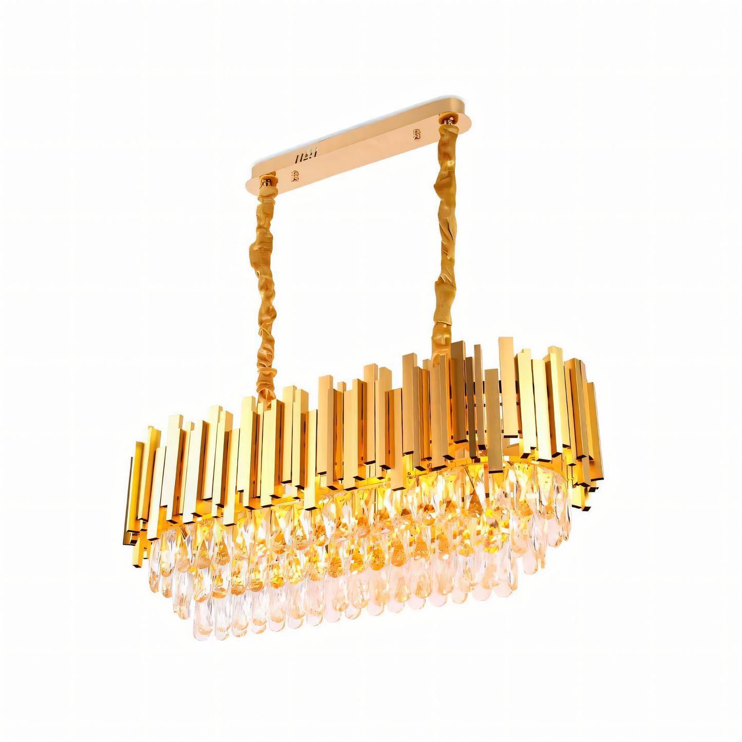 Elegant crystal and gold chandelier