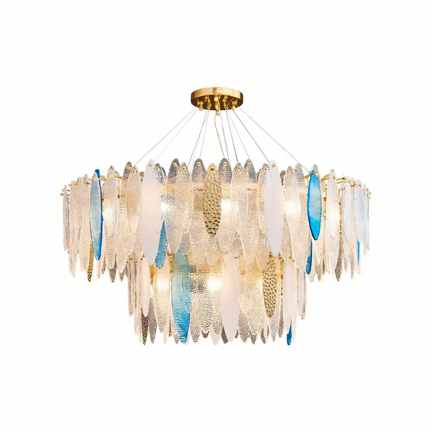 Energy-efficient LED gold double-step chandelier