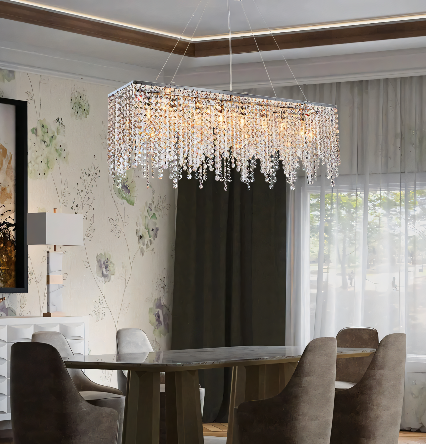 Mesmerizing interplay of light and crystal in modern decor