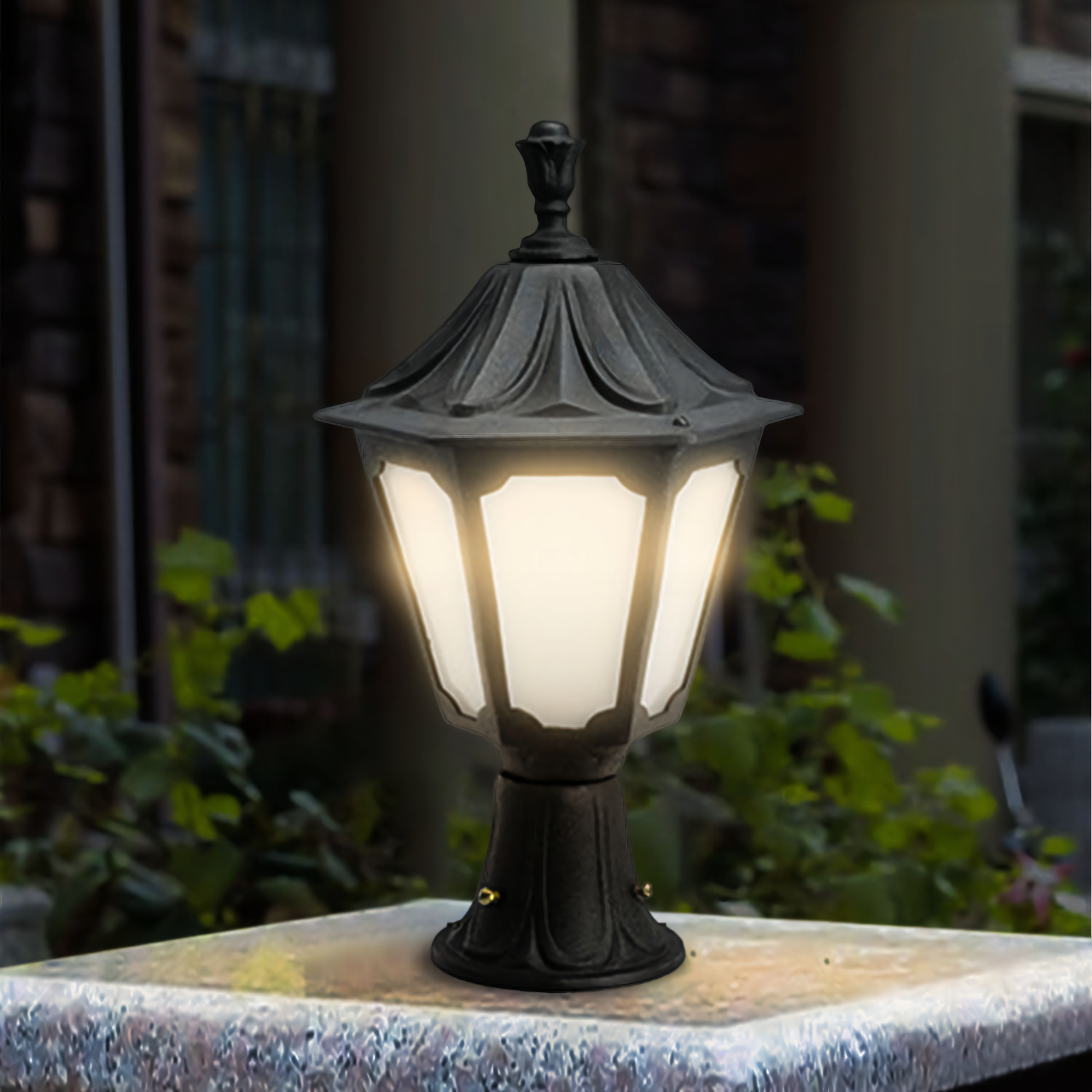 Warm LED illumination of the Bern Gate Light against a snowy backdrop