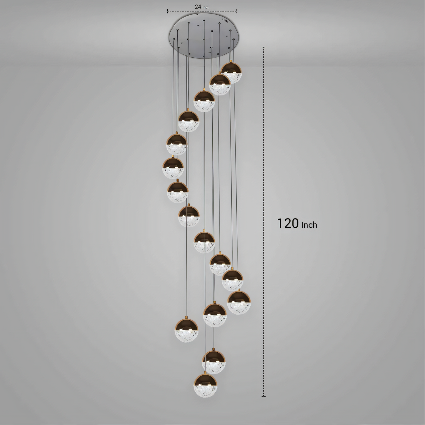 Visually striking crystal ball duplex pendant lamp