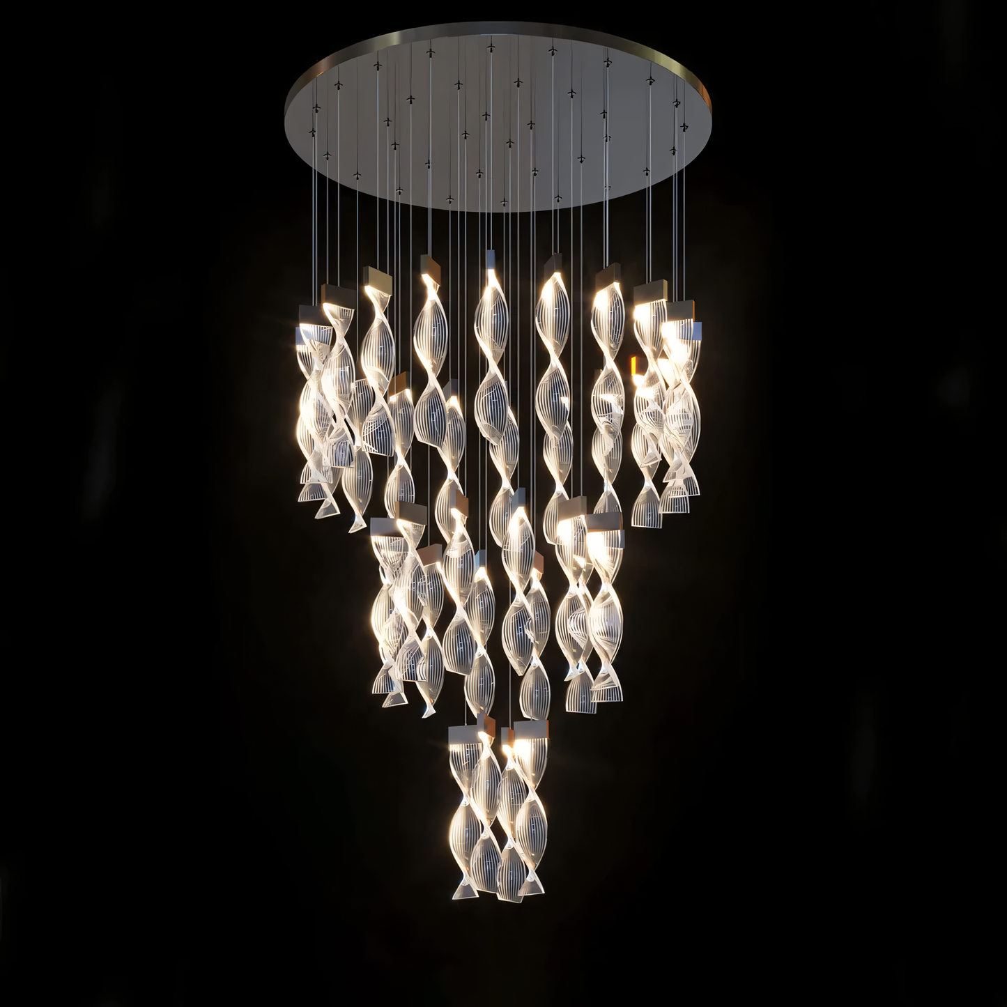 Breathtaking Swirl Helix Duplex Chandelier