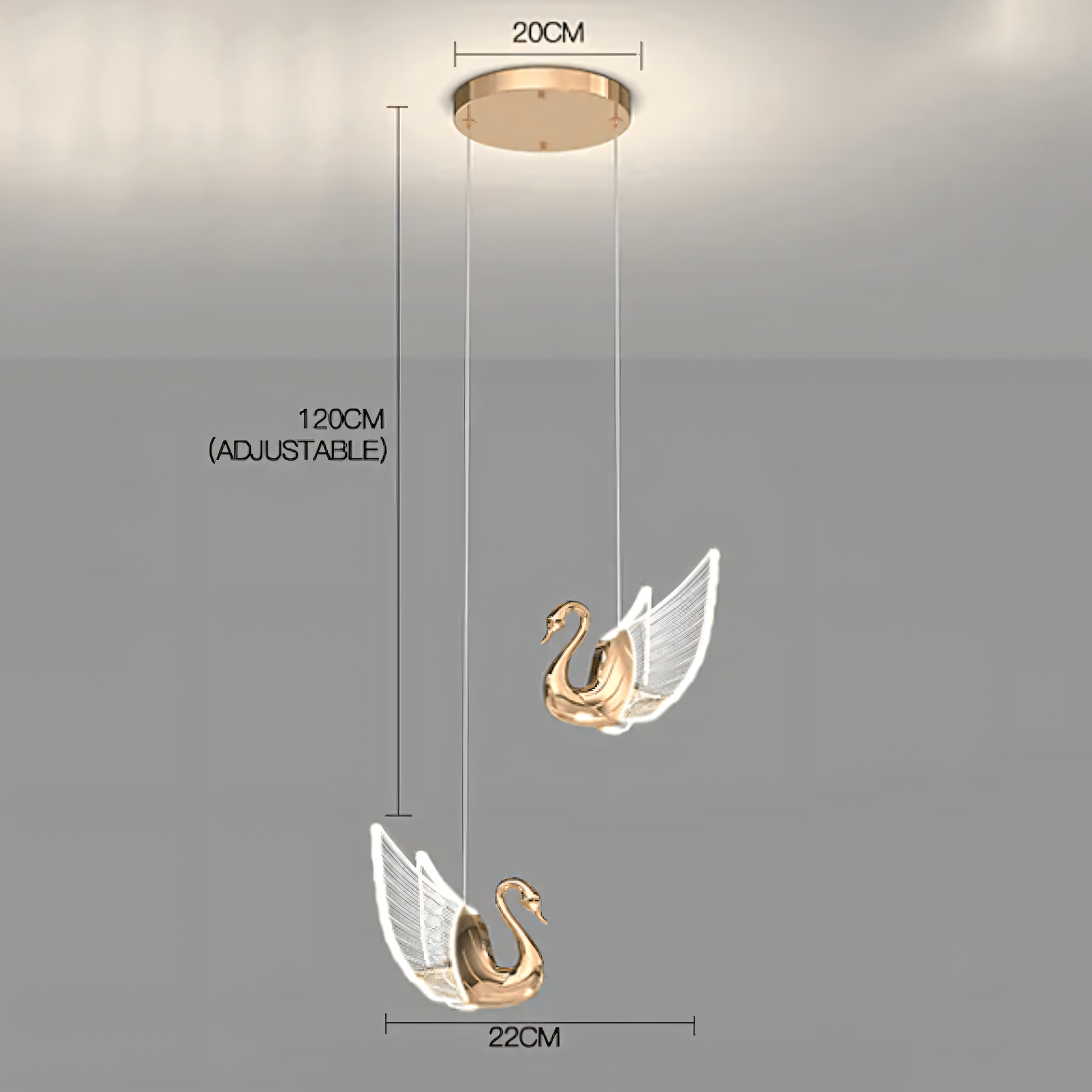 Graceful and elegant hanging light fixture with a swan design