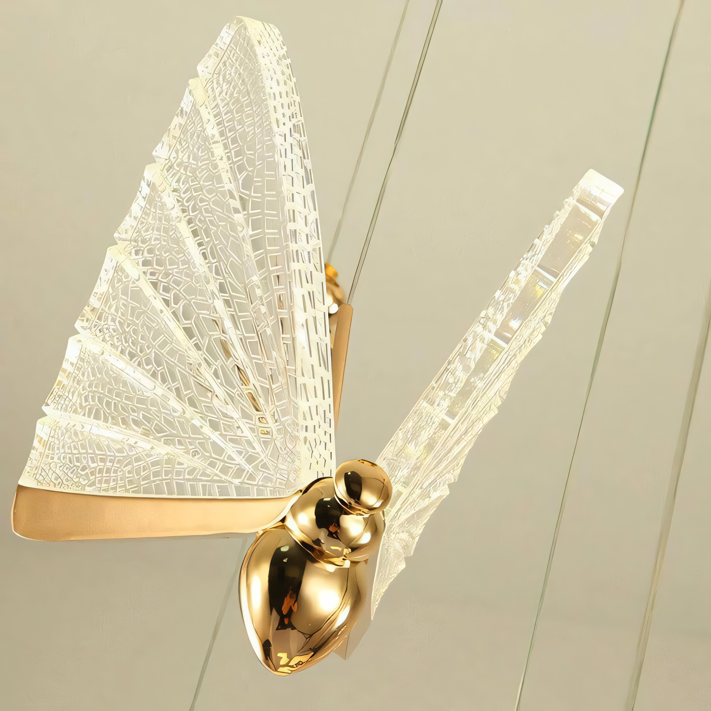 Sweeping metal frames of the Butterfly Hanging Light