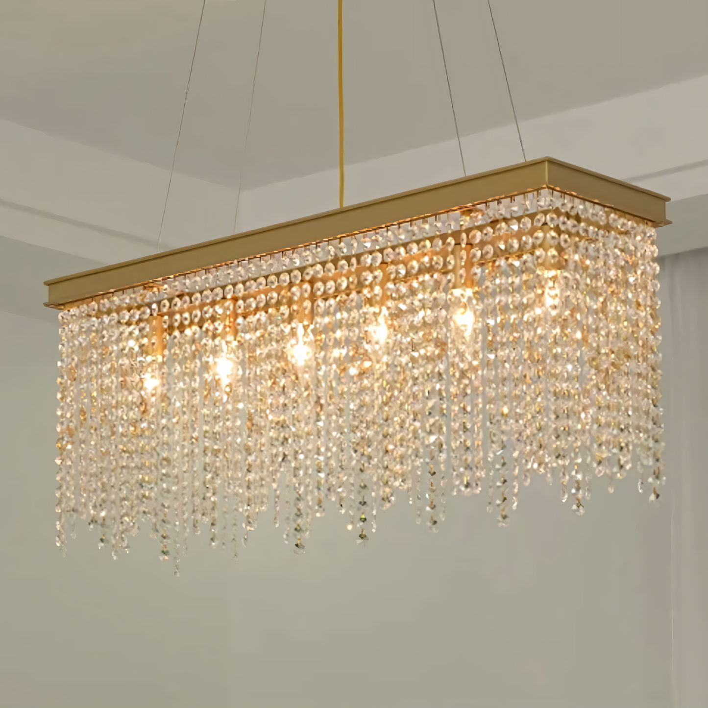 Adjustable hanging chandelier with high-quality stainless steel base