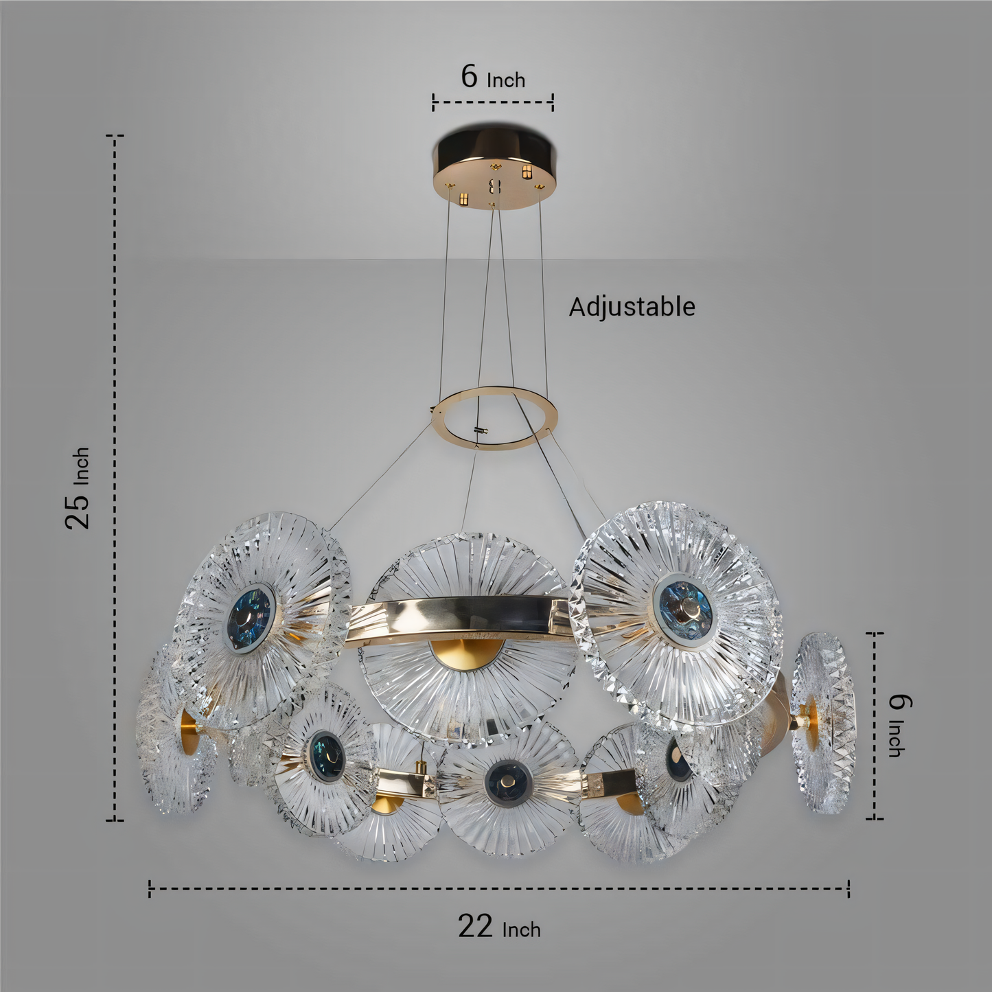 Cascading crystal pendants of the Meduza Chandelier