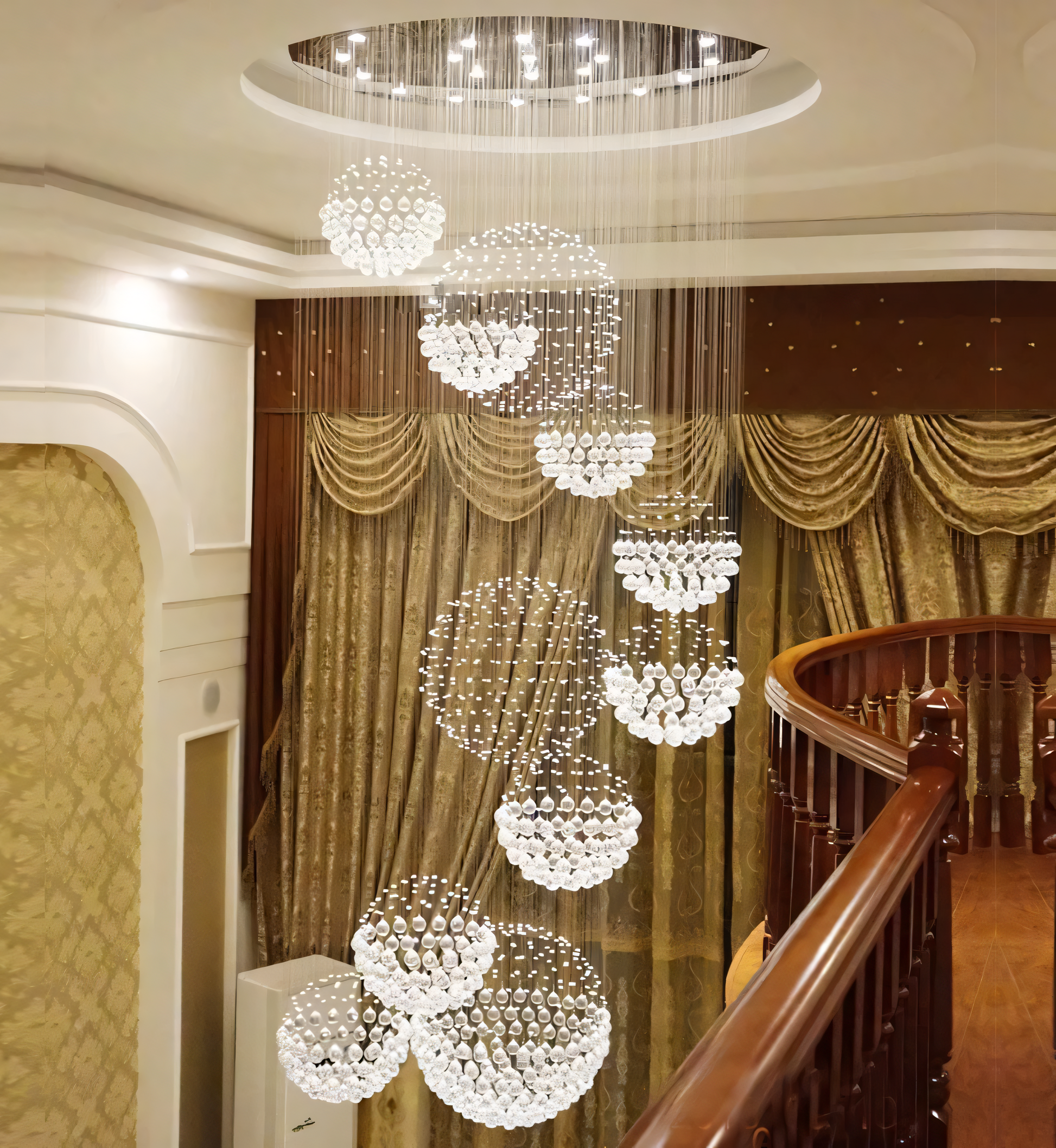 10S Staircase Long Crystal Chandelier