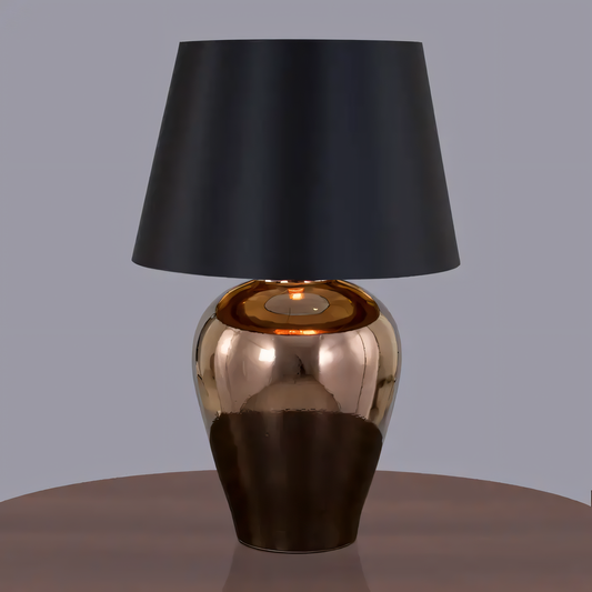 Extra-large ceramic table lamp with antique gold finish