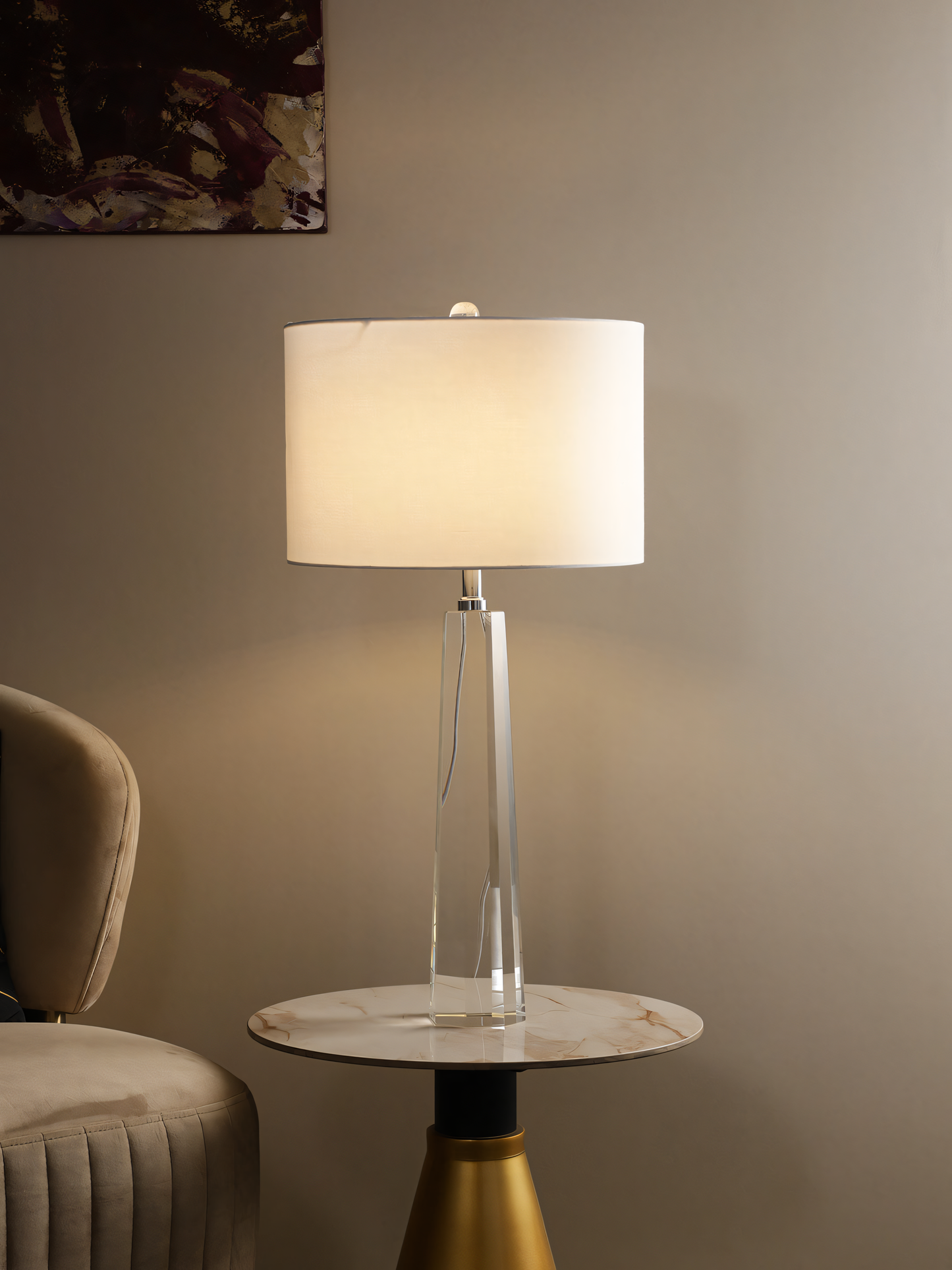 Andrew Table Lamp: Elegant white and silver accents