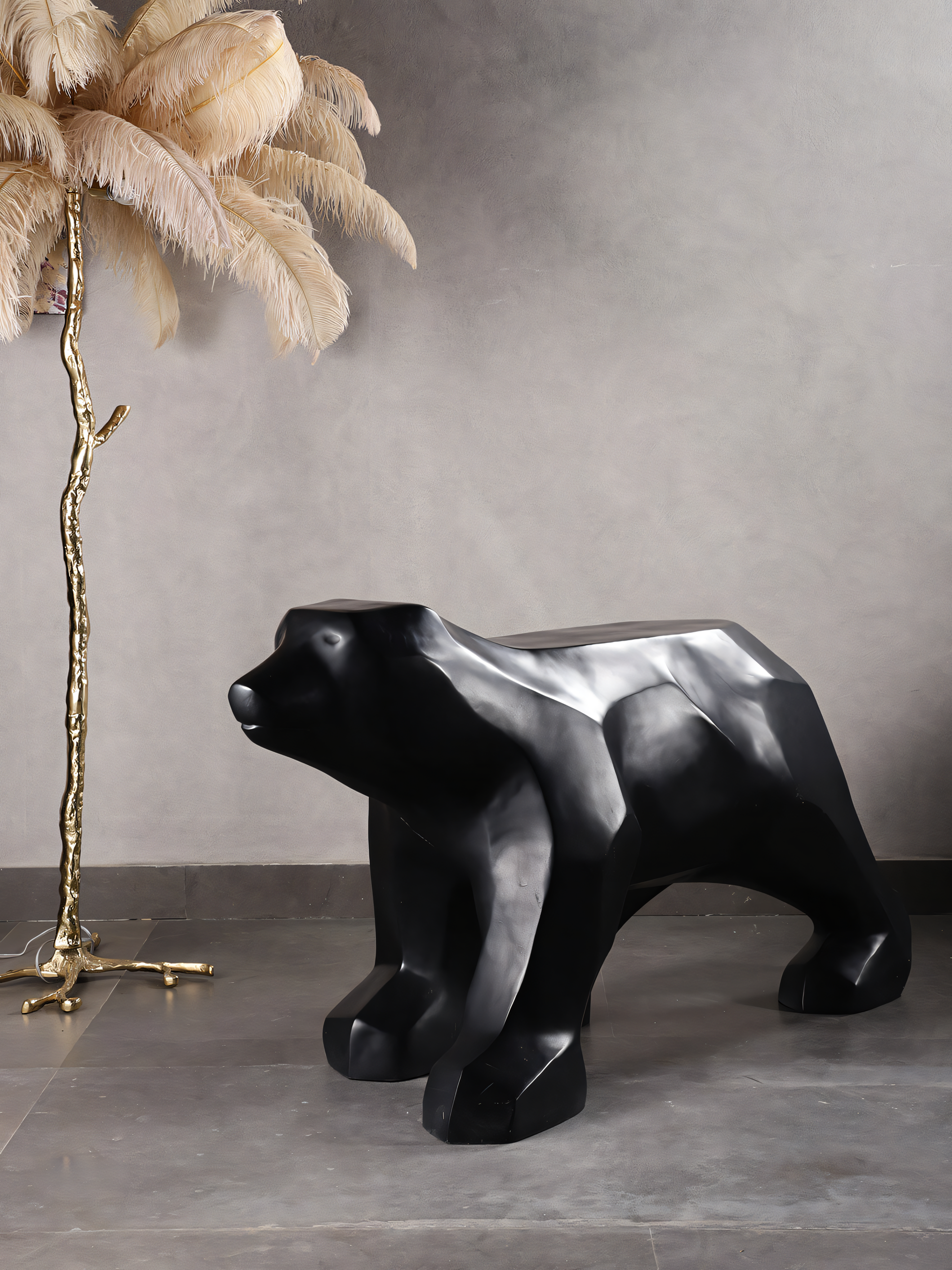 Bear Black Floor Lamp in a cozy living room setting