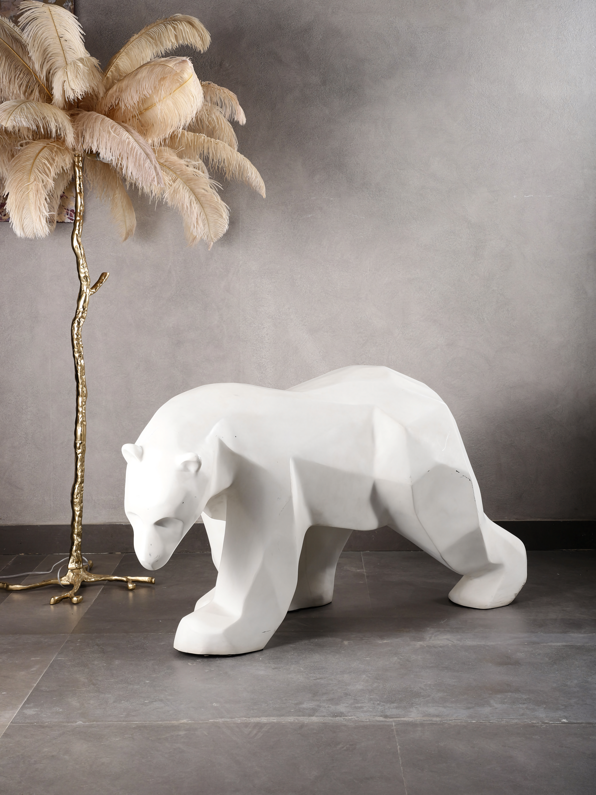 Bear White Floor Lamp in a cozy living room setting