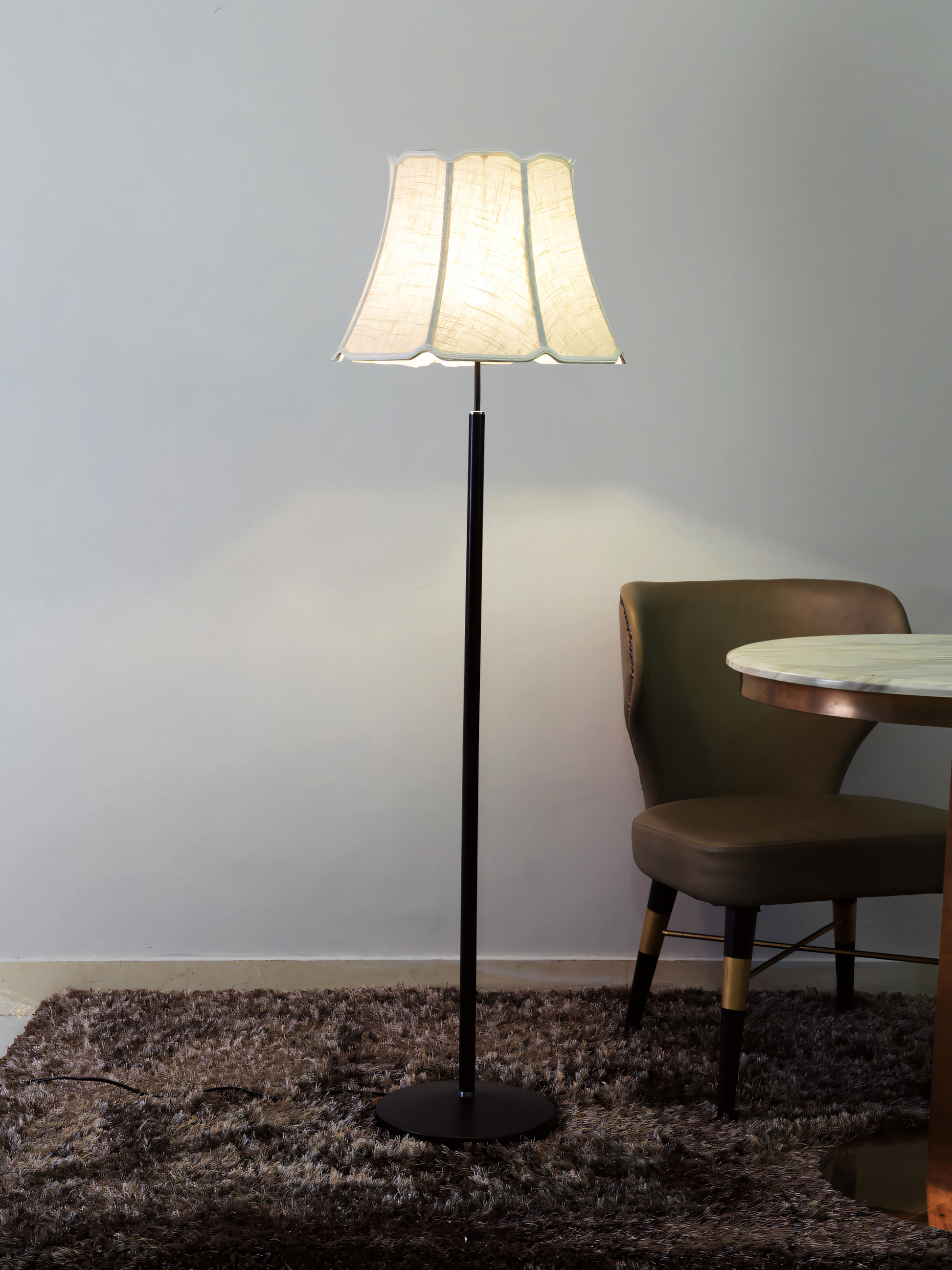 Sleek, metal frame of the Gable Floor Lamp