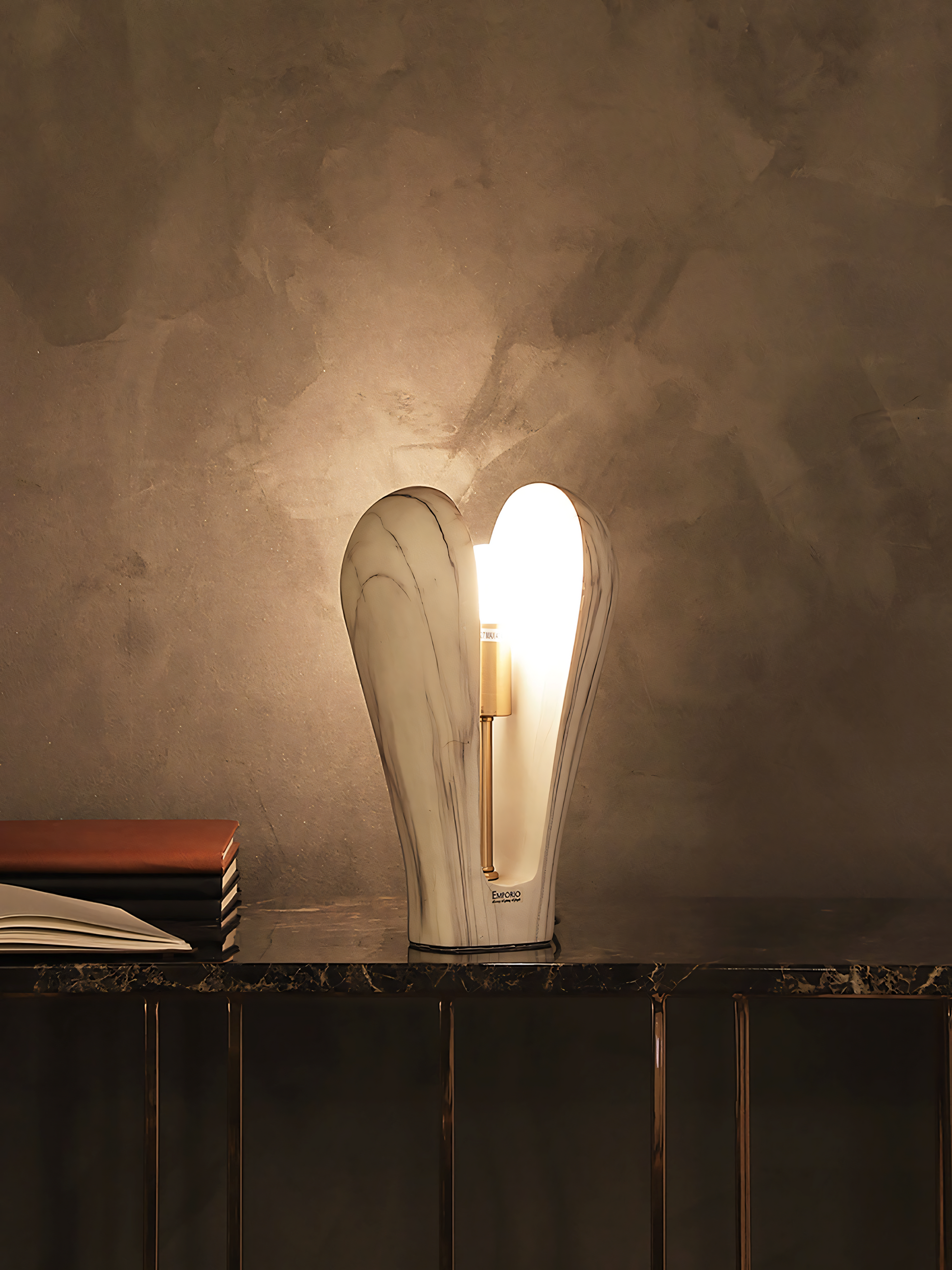 Futuristic table lamp, central bulb design