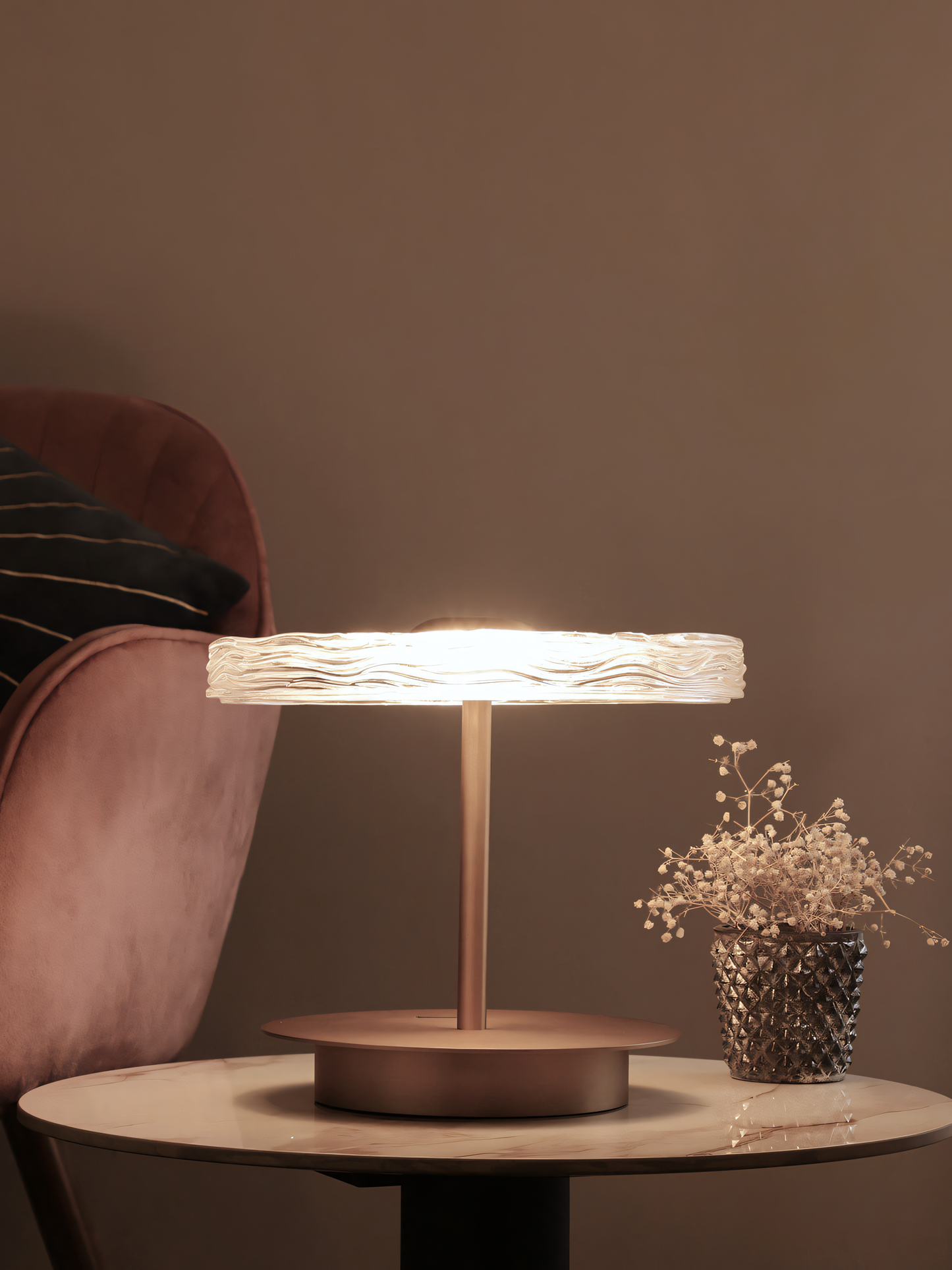 Sleek and modern gold glass table lamp