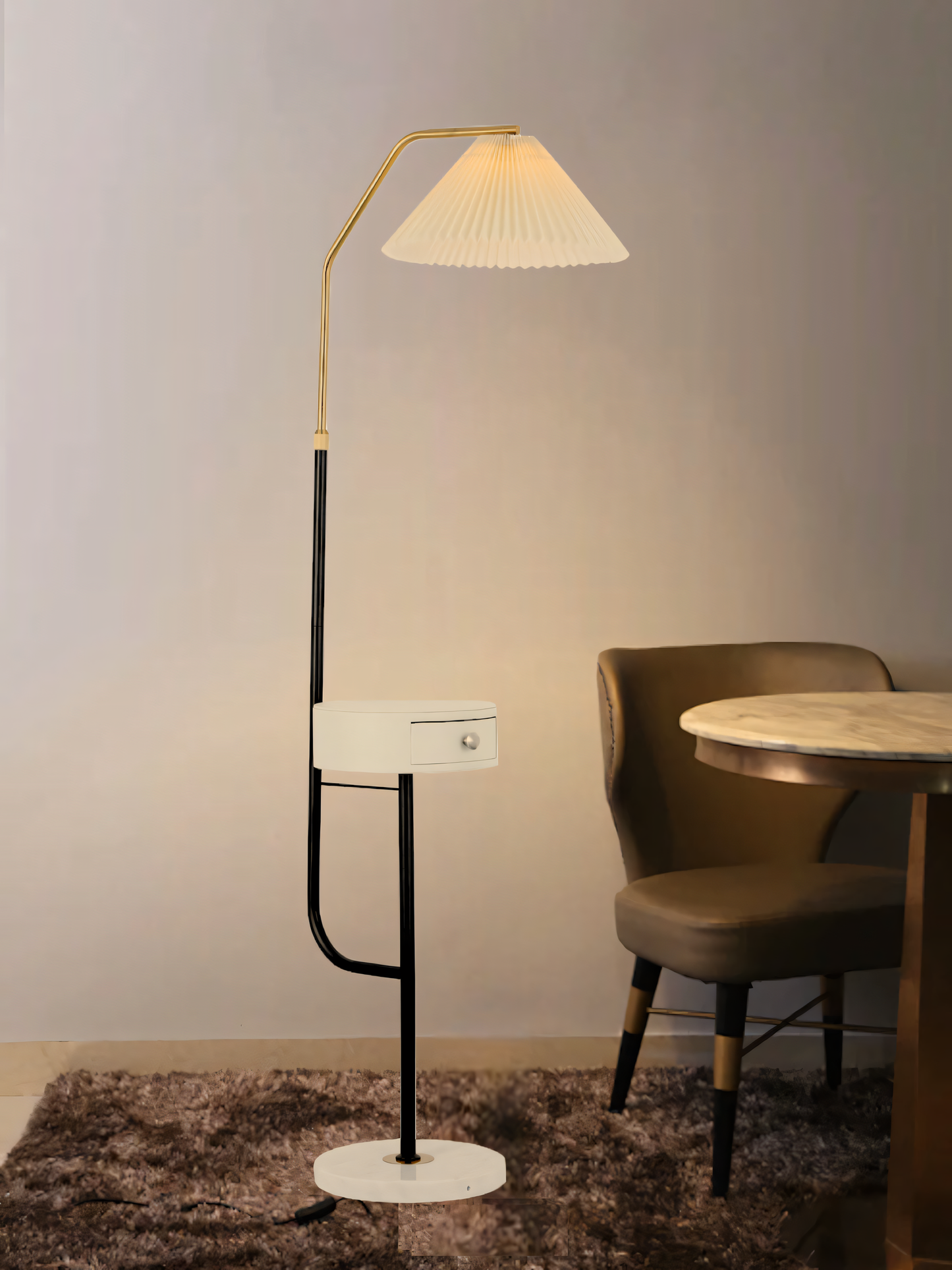 Elegant, umbrella-inspired design of the Reece Floor Lamp