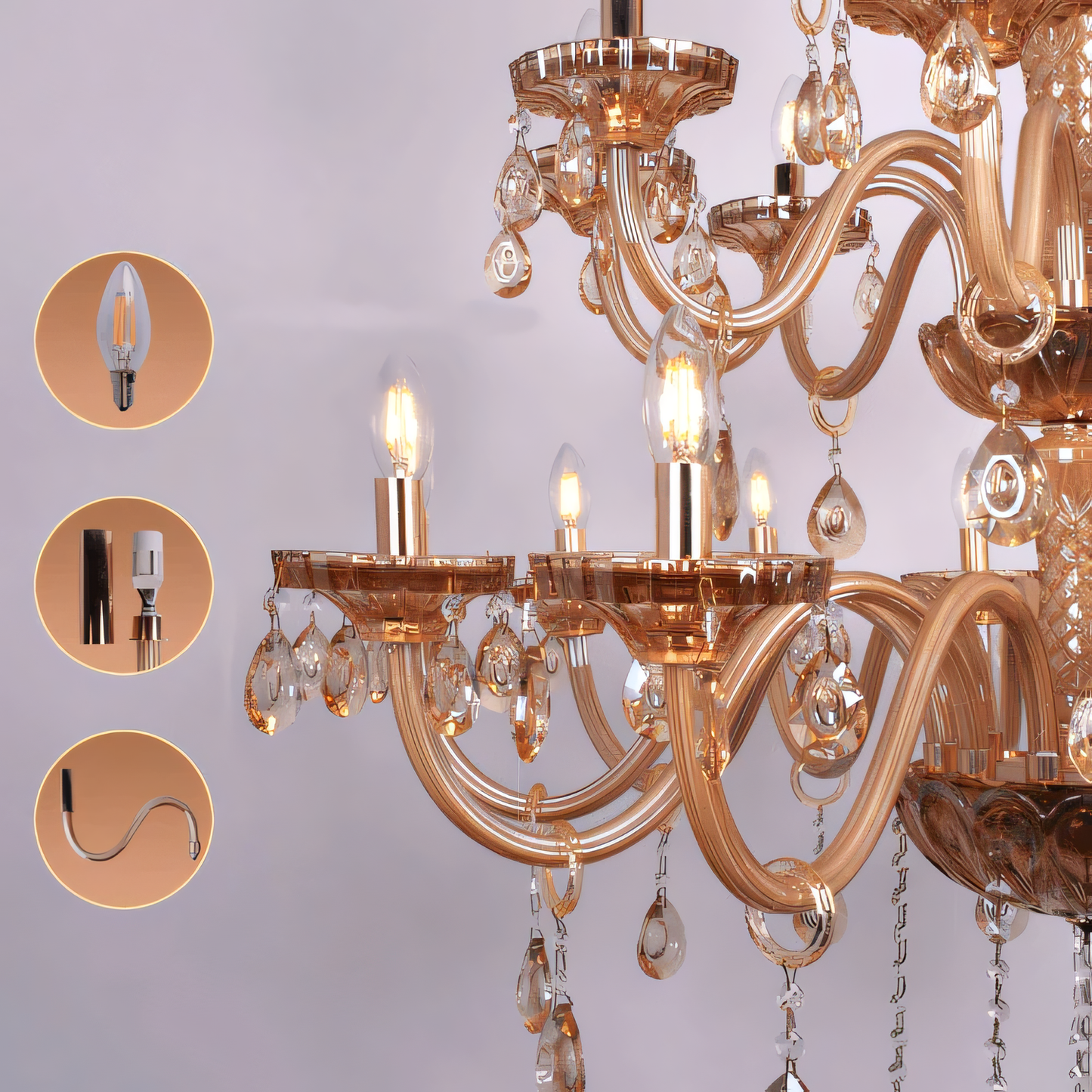 Captivating interplay of light and shadow in the Amber Chandelier