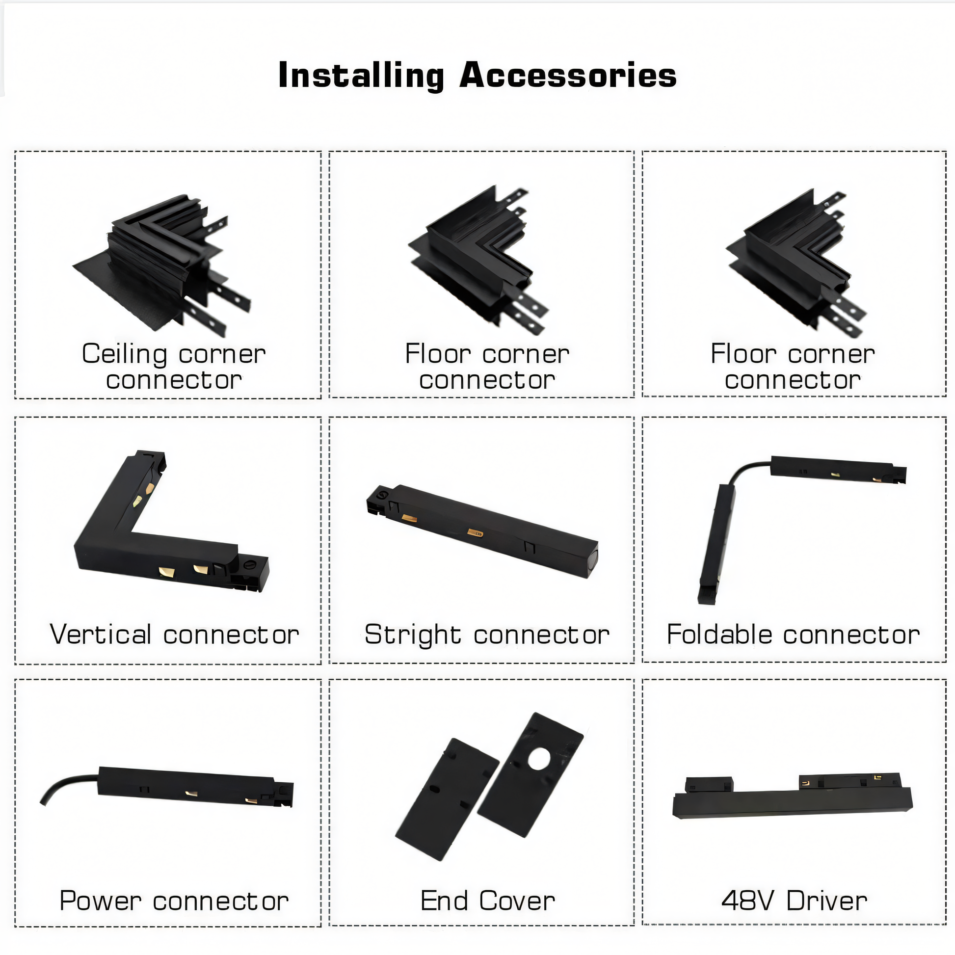 Magnetic track light accessories for easy installation