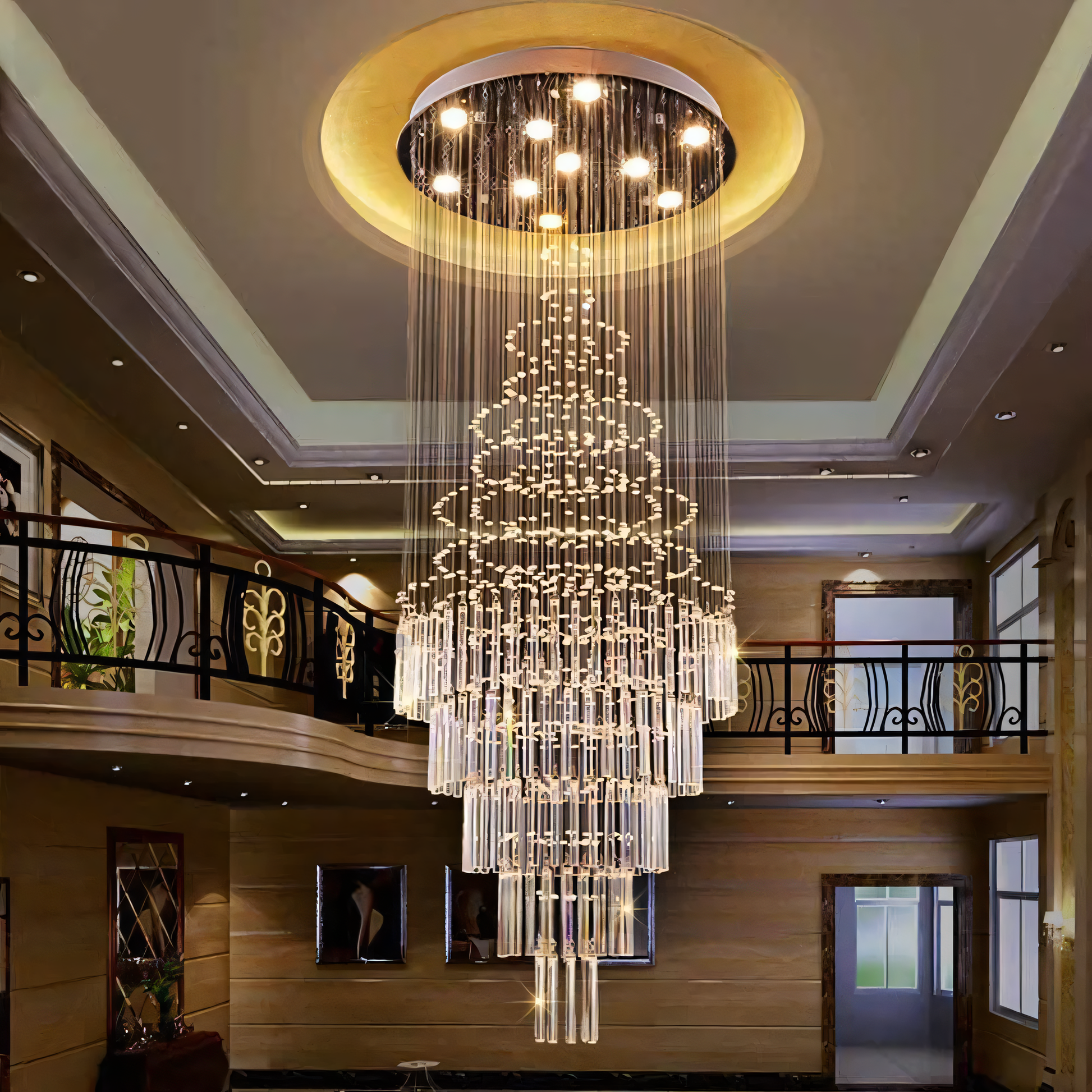 Secret Waterfall Long Crystal Chandelier