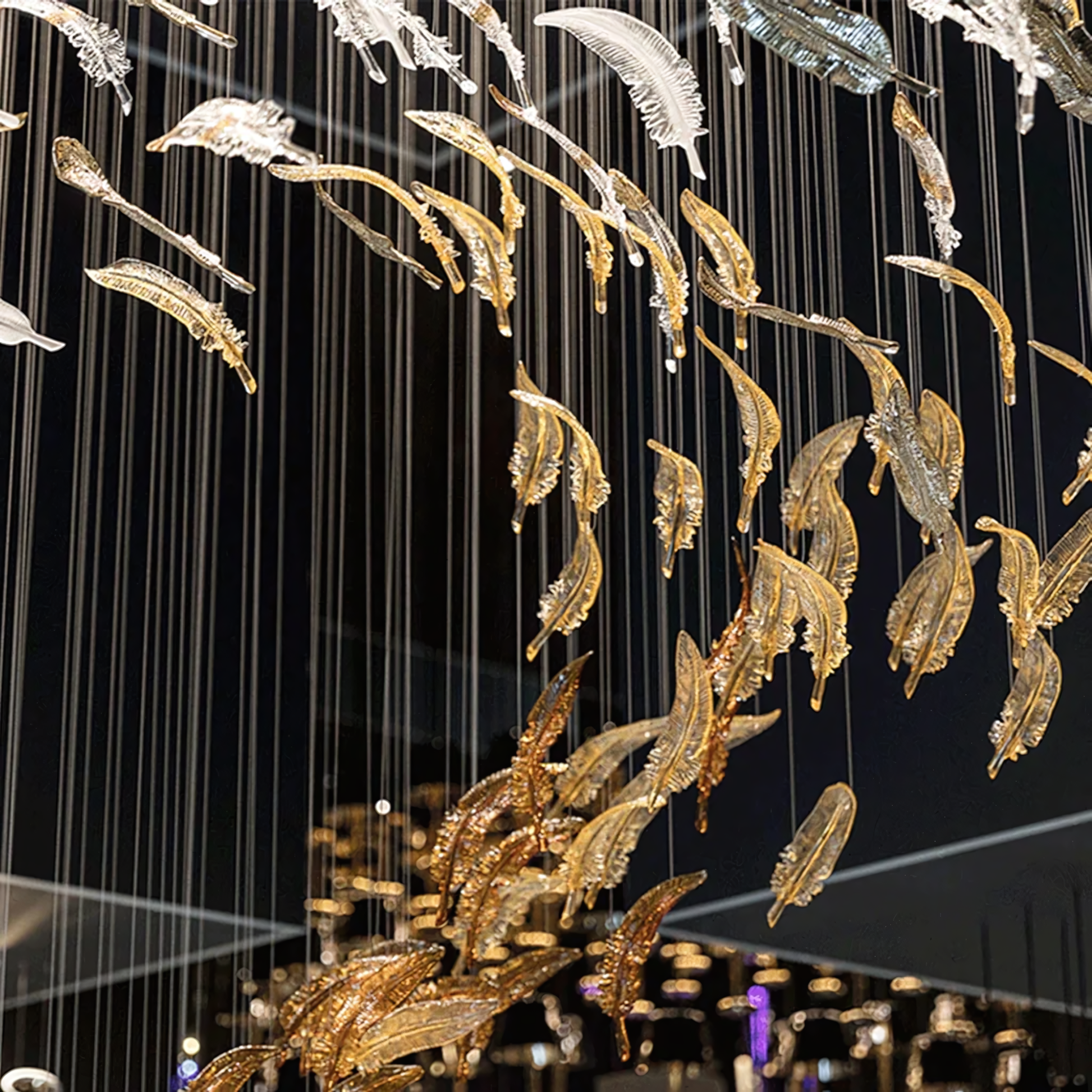 Sleek, streamlined design of the Folium Leaves Modern Chandelier