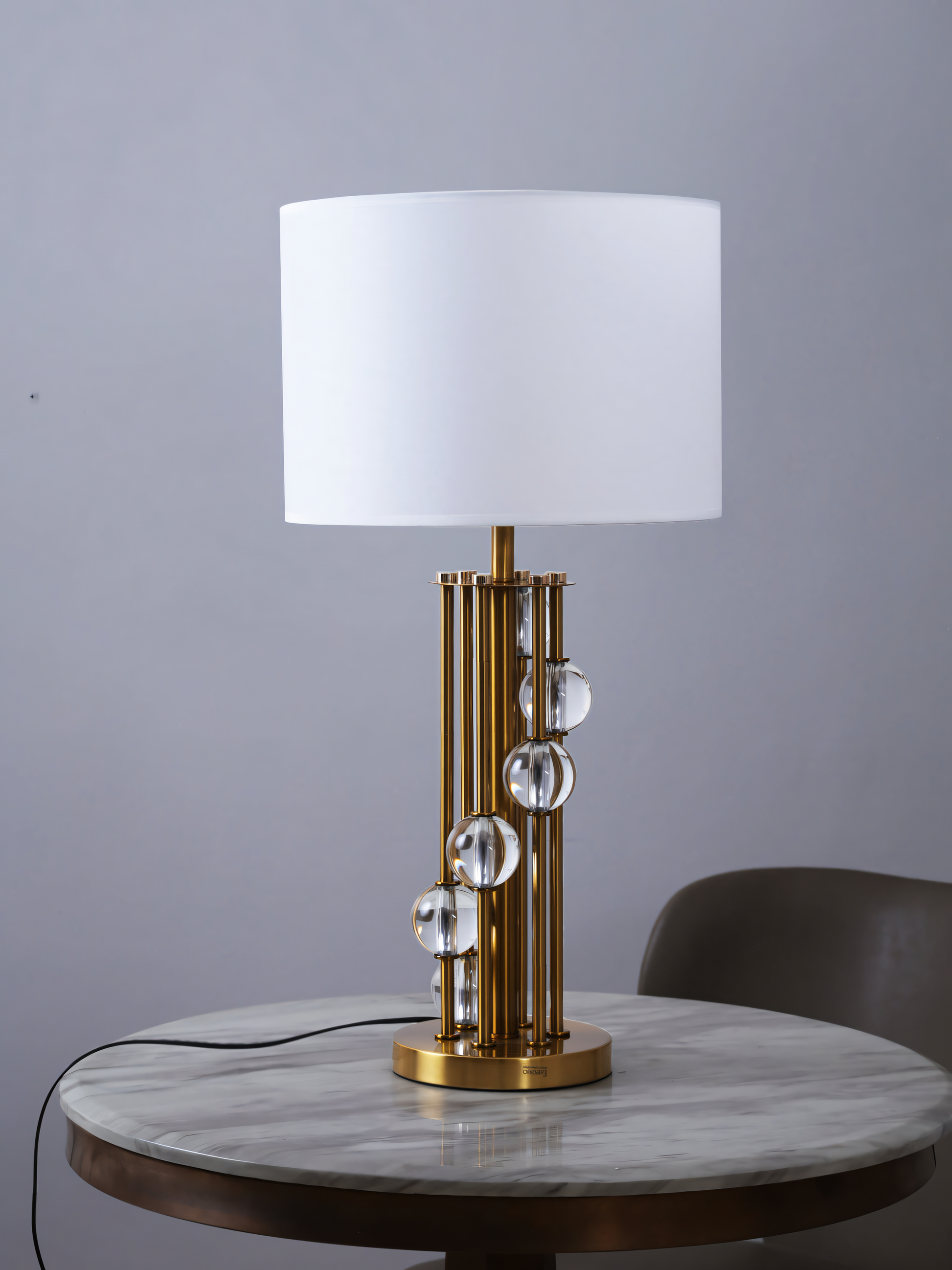 Opulent round table lamp, royal aesthetic