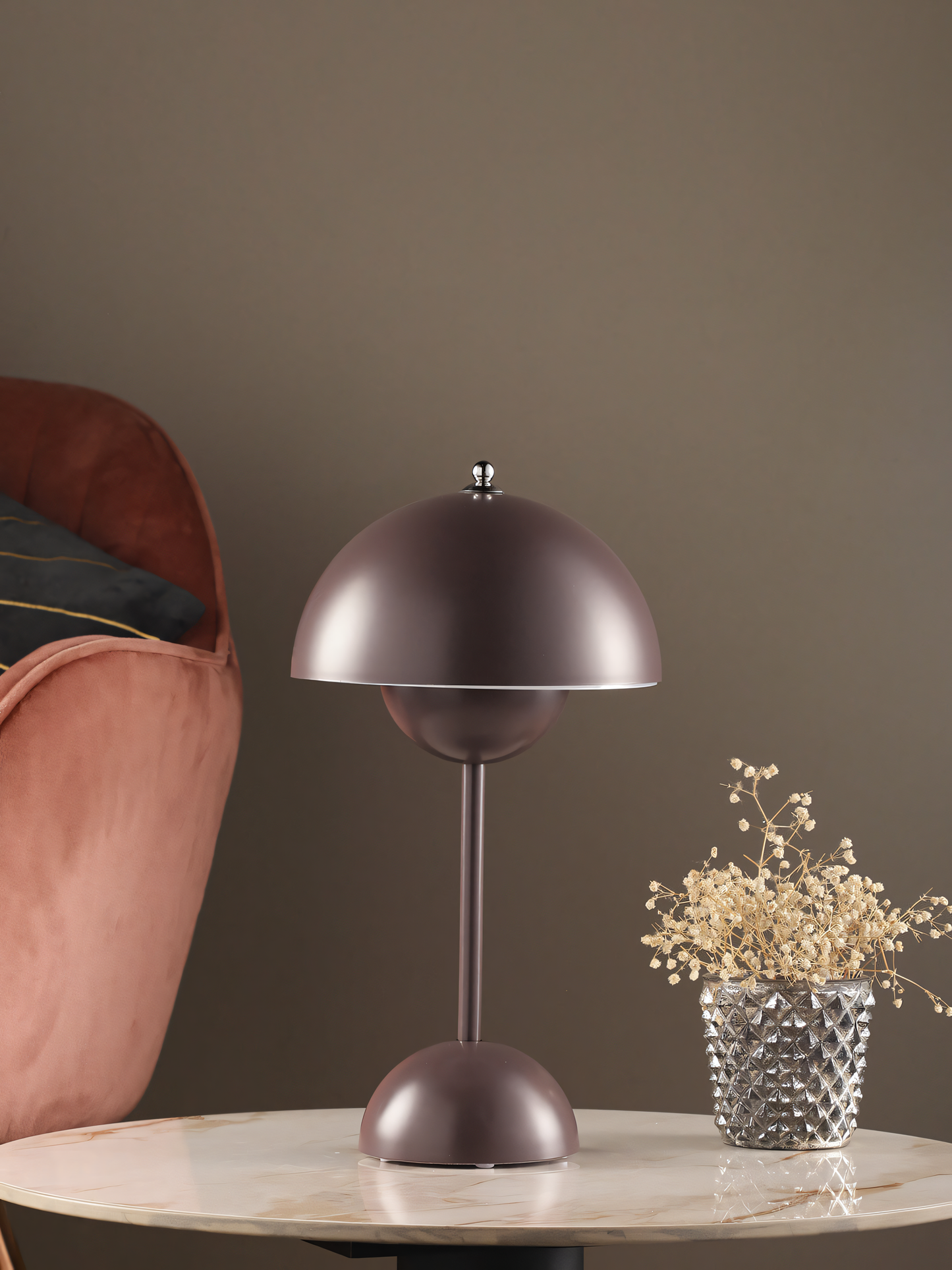 Whimsical yellow mushroom-shaped table lamp