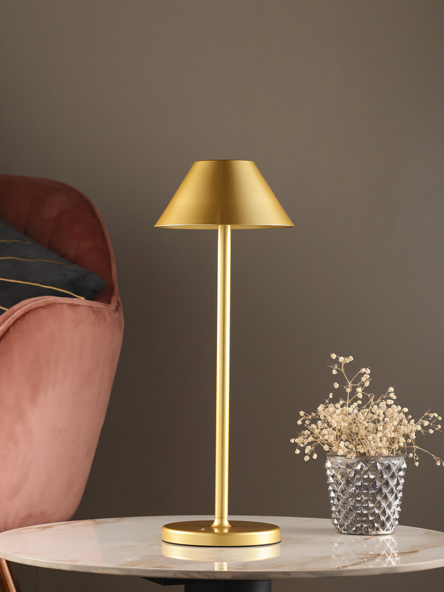 Towering gold metal table lamp inspired by Burj Khalifa