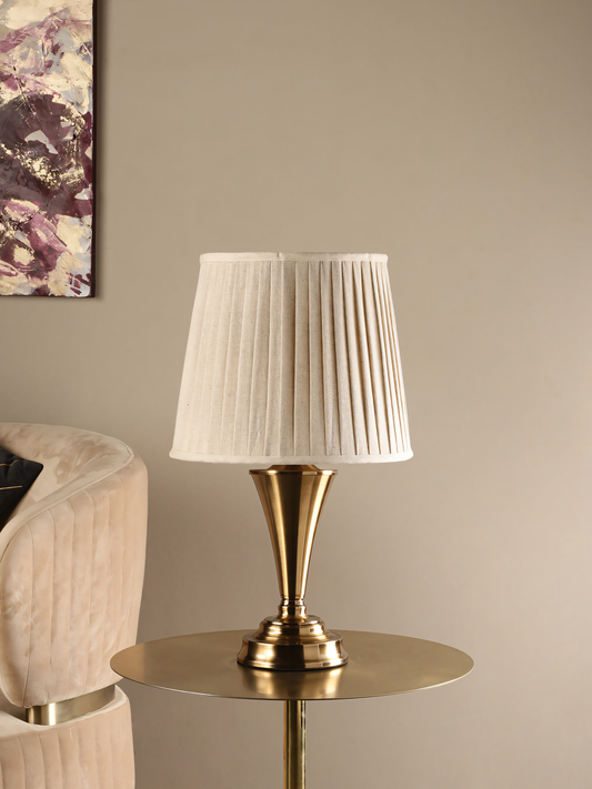 Regal golden table lamp with fabric shade