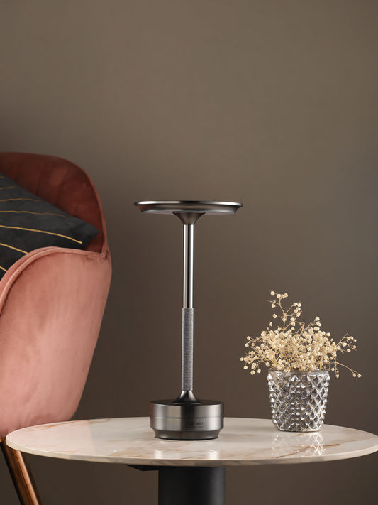 Sleek black rechargeable table lamp