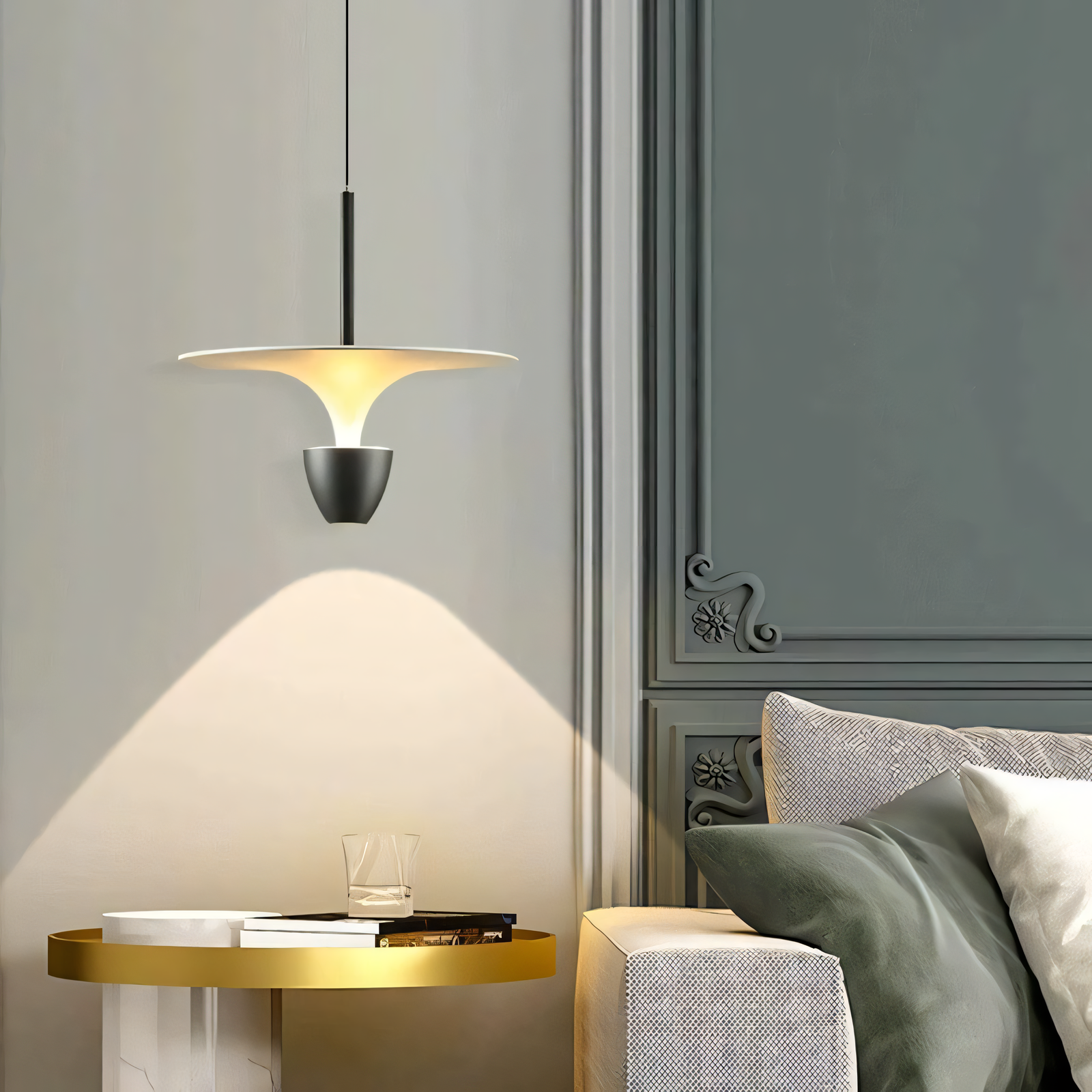 Elegant Italian-designed LED chandelier with an umbrella-inspired design