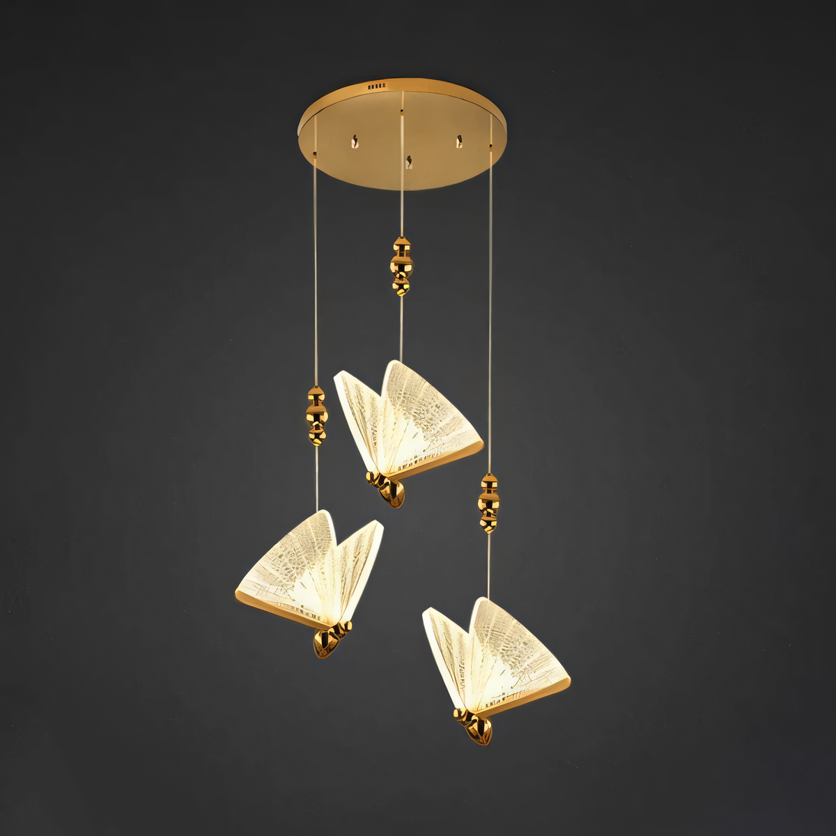 Delicate and graceful hanging light fixture with a butterfly design