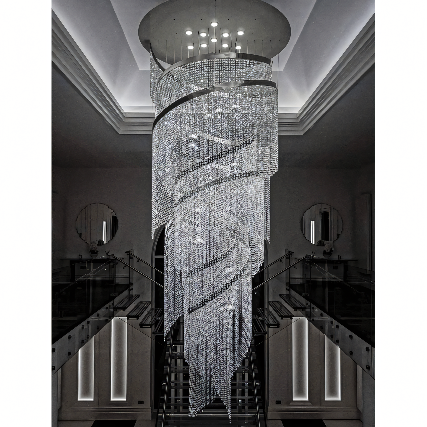 Breathtaking Luxuriosa long crystal hanging chandelier, a centerpiece of elegance