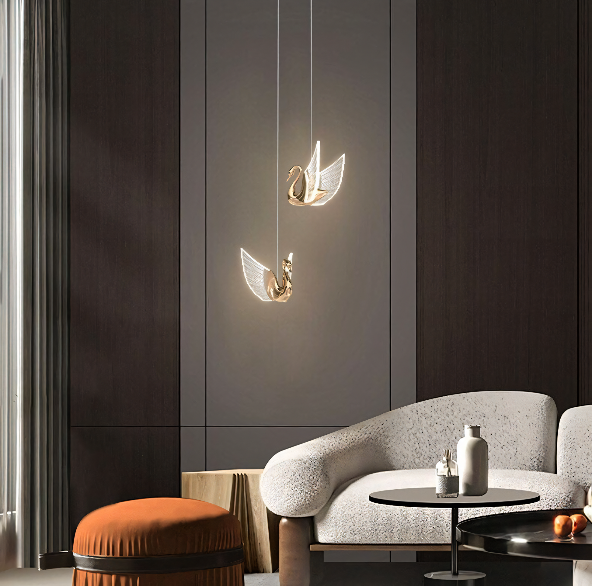 Ethereal Swan Hanging Light for a Luxury Mall setting