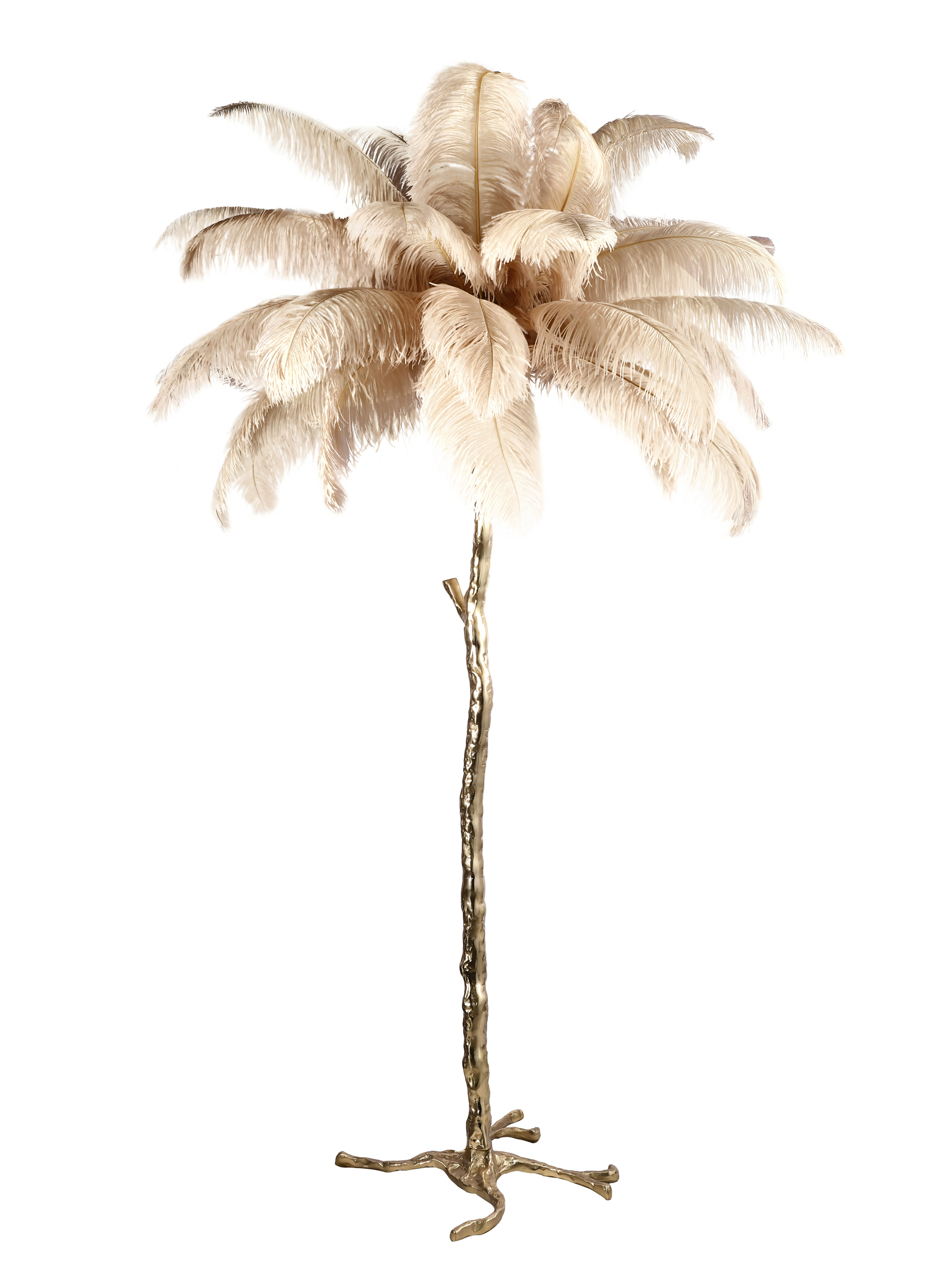 Detailed view of the feather-inspired design on the base of the Feather Beige Floor Lamp