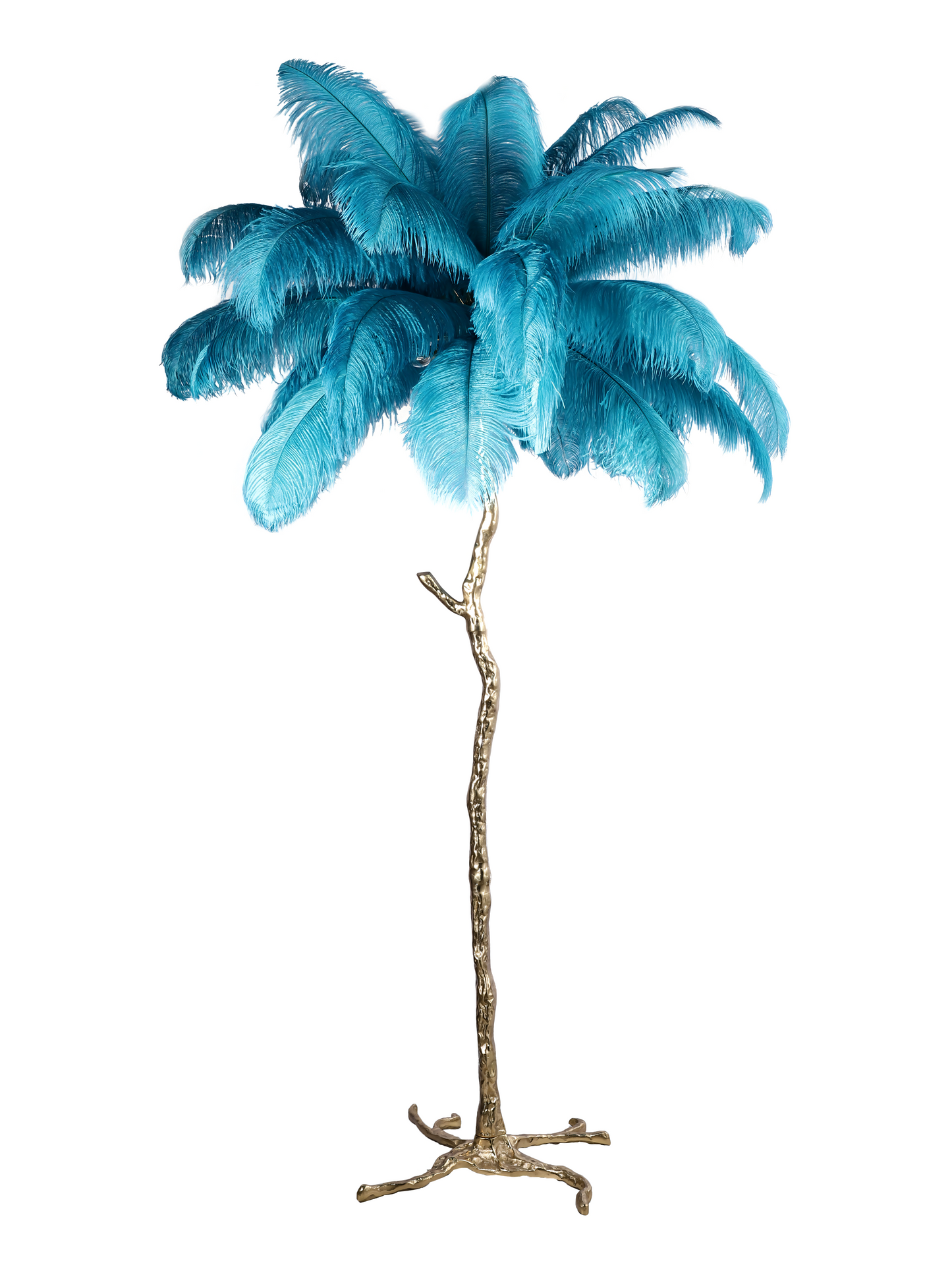 Detailed view of the feather-inspired design on the base of the Feather Blue Floor Lamp