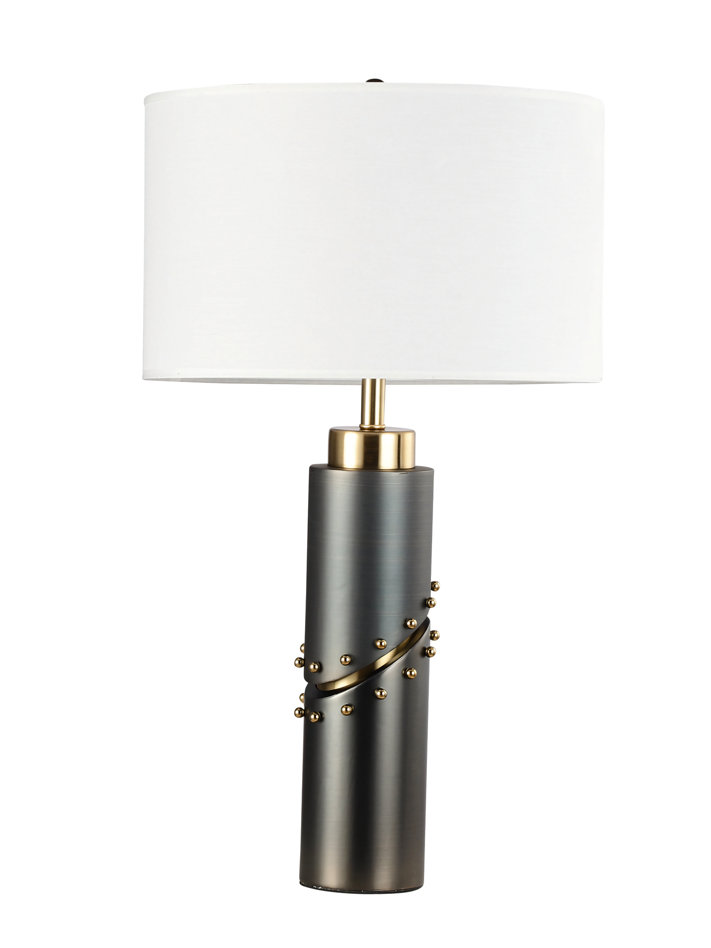 Contemporary round table lamp in white finish