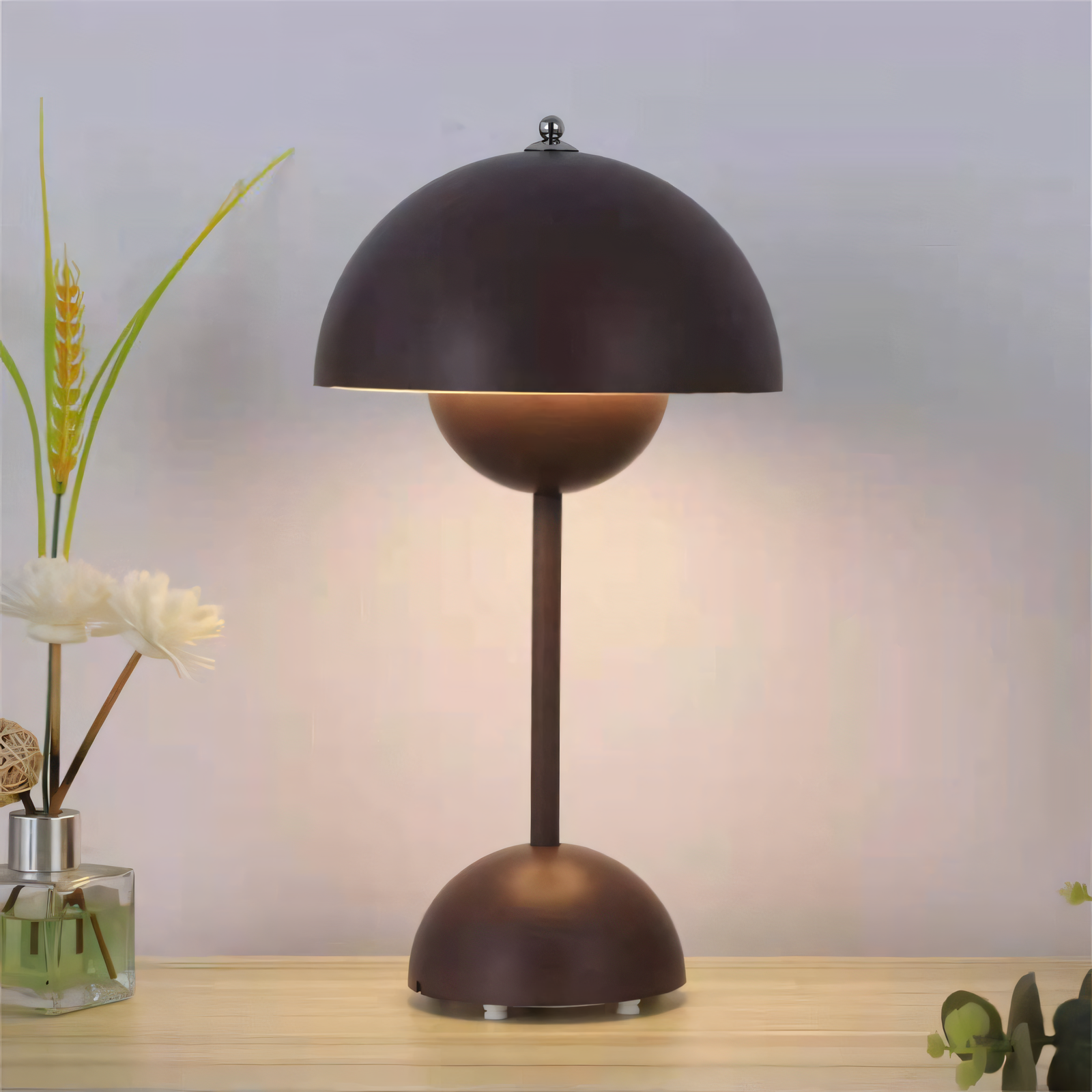 Touch-controlled adjustable brightness mushroom lamp