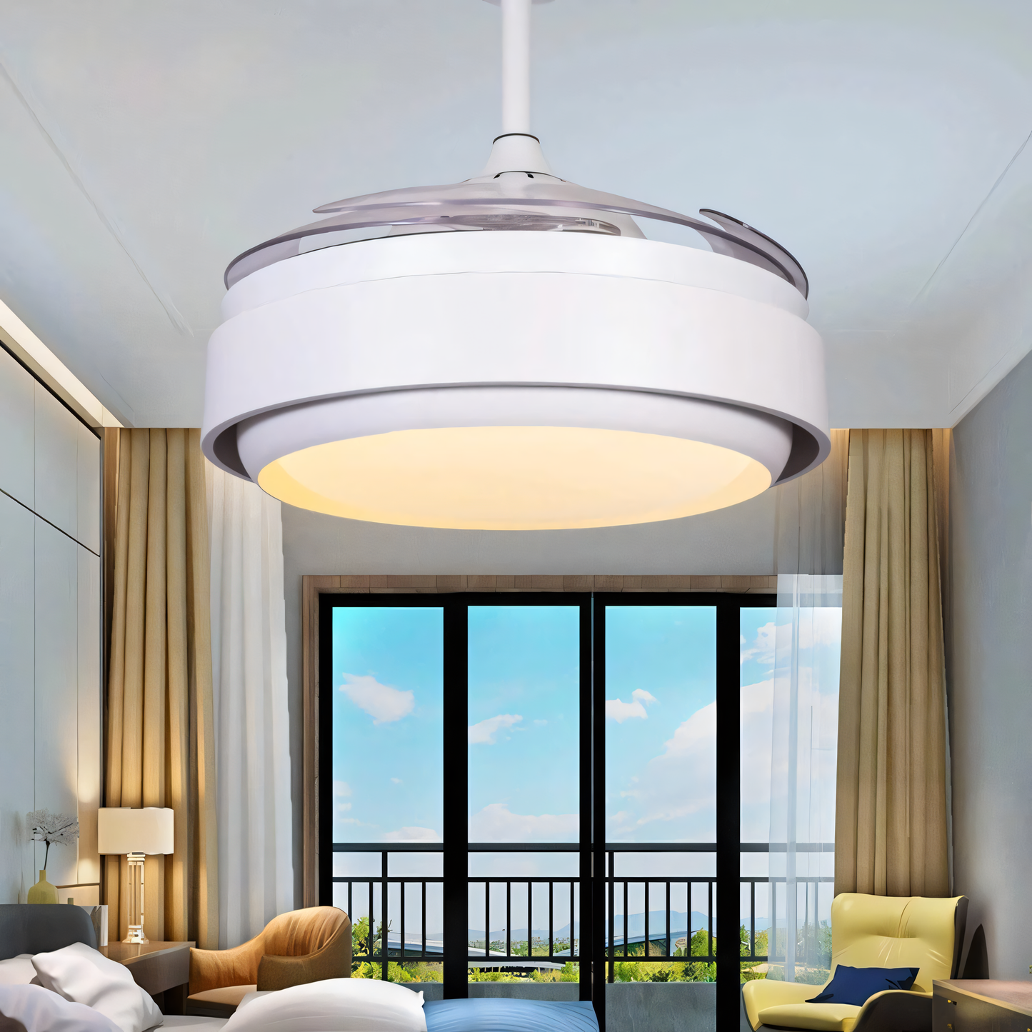 Modern ceiling fan chandelier with remote control and silent operation