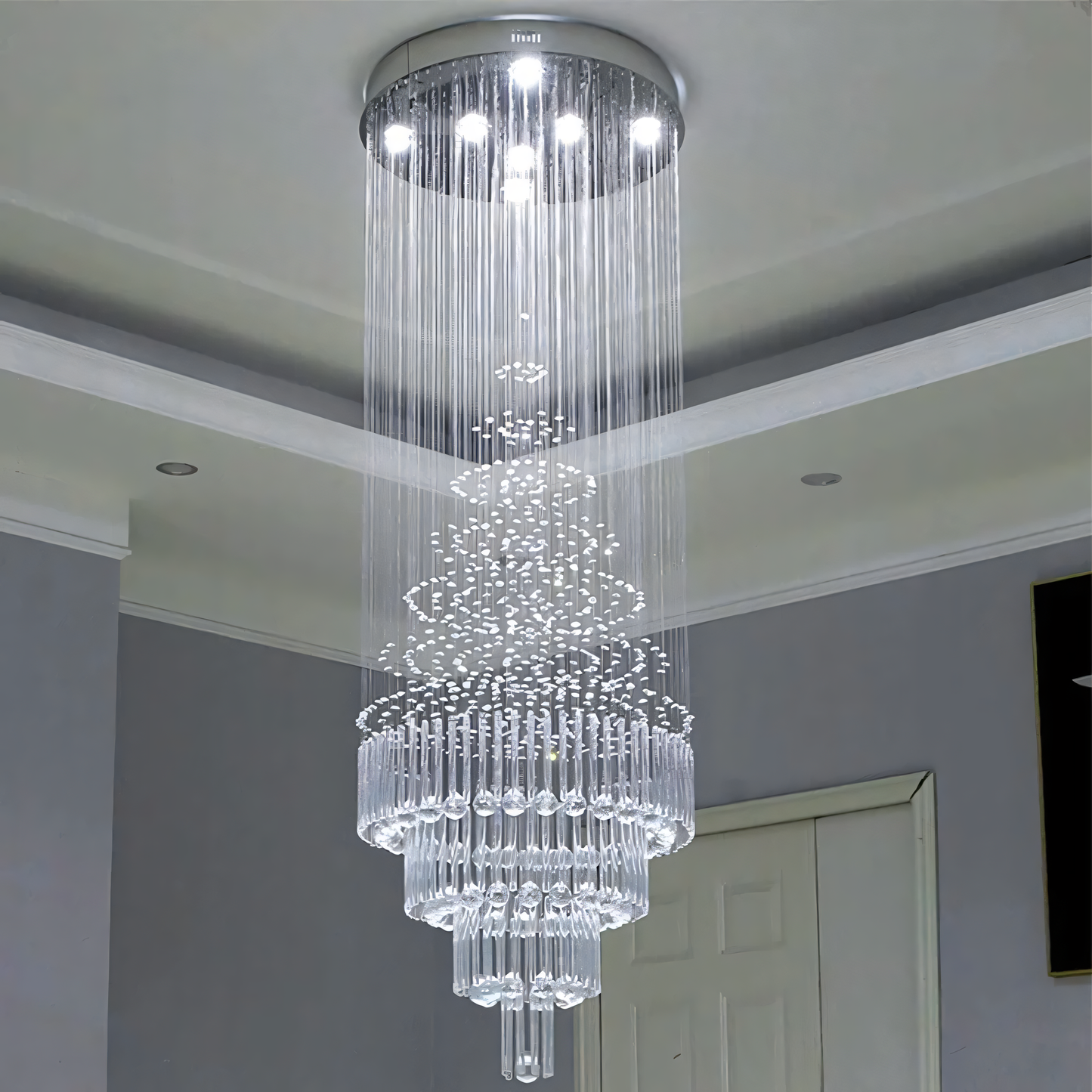 Enchanting waterfall-inspired crystal chandelier for island-themed home