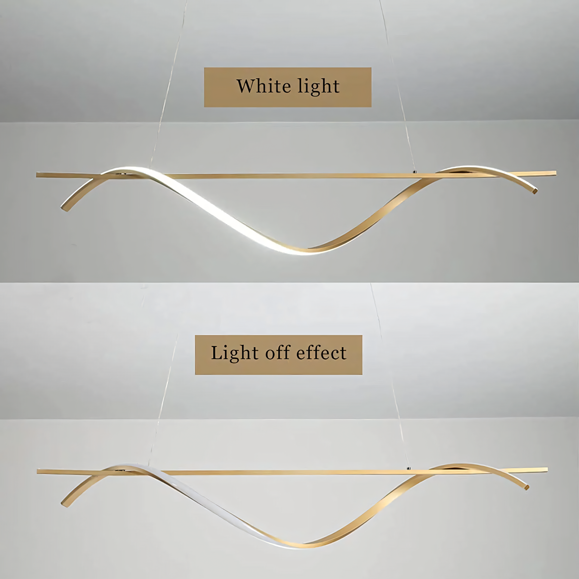 Modern twisty curl gold dining room chandelier