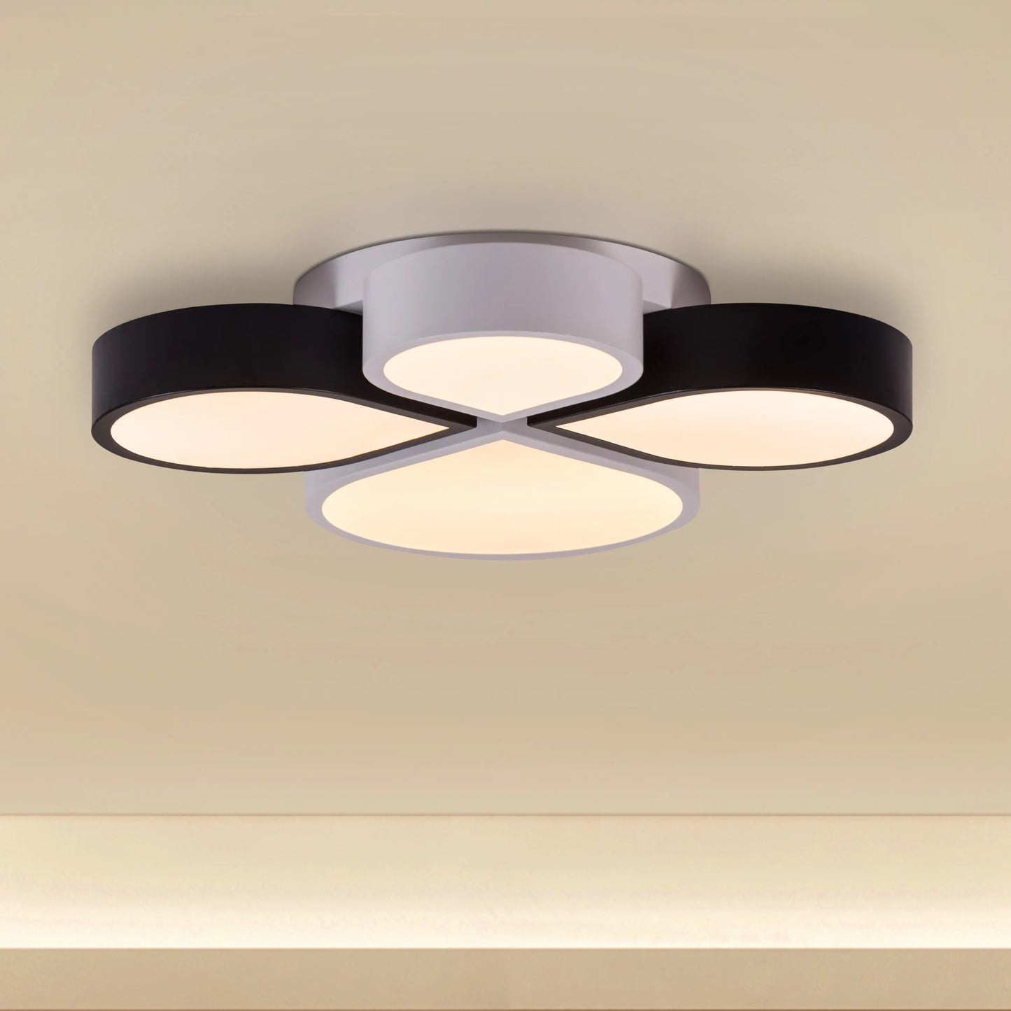 Black ceiling light with 3 Color LED and built-in air purifier