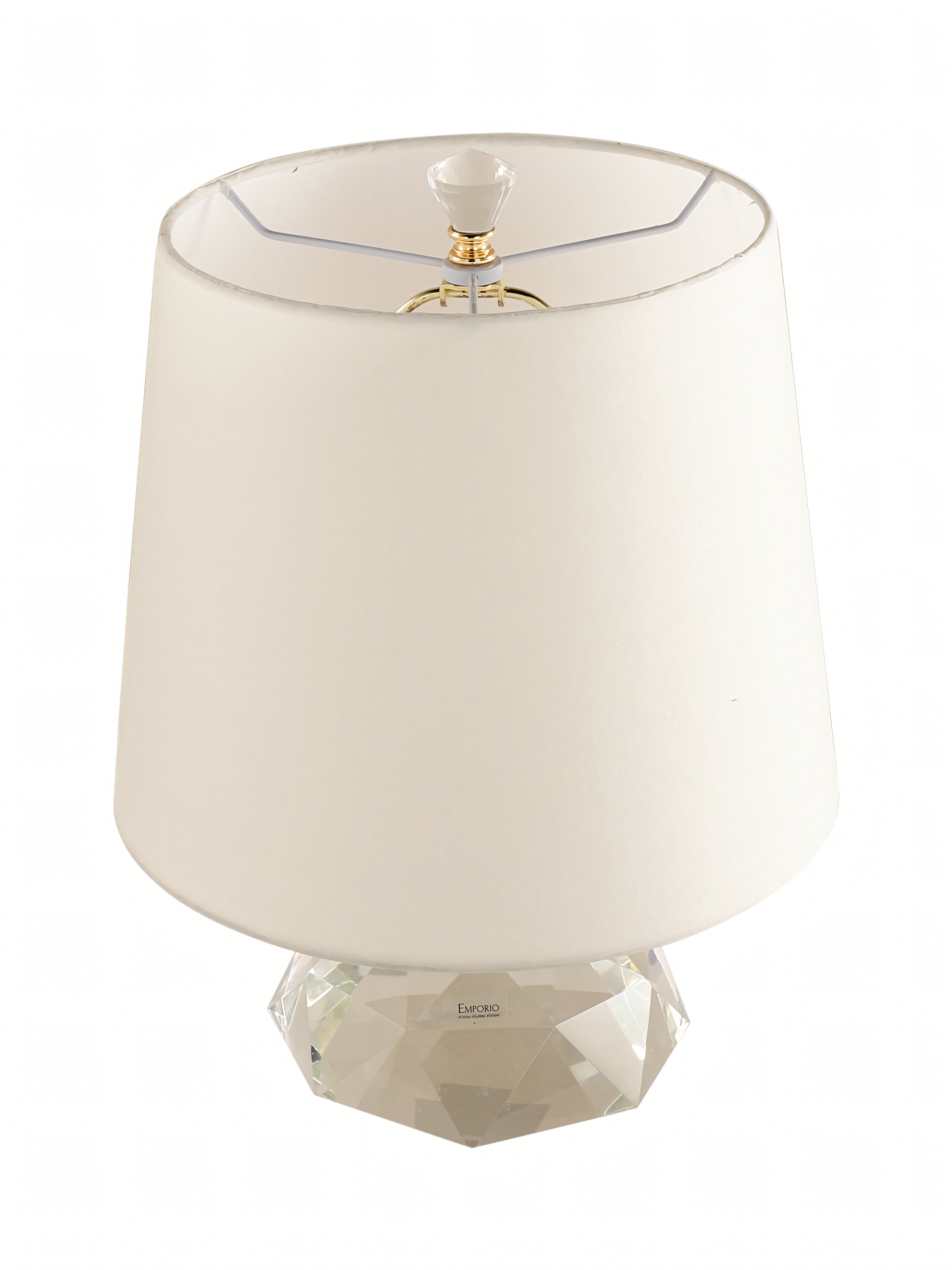 White Fabric Shade with Gold Metal Base