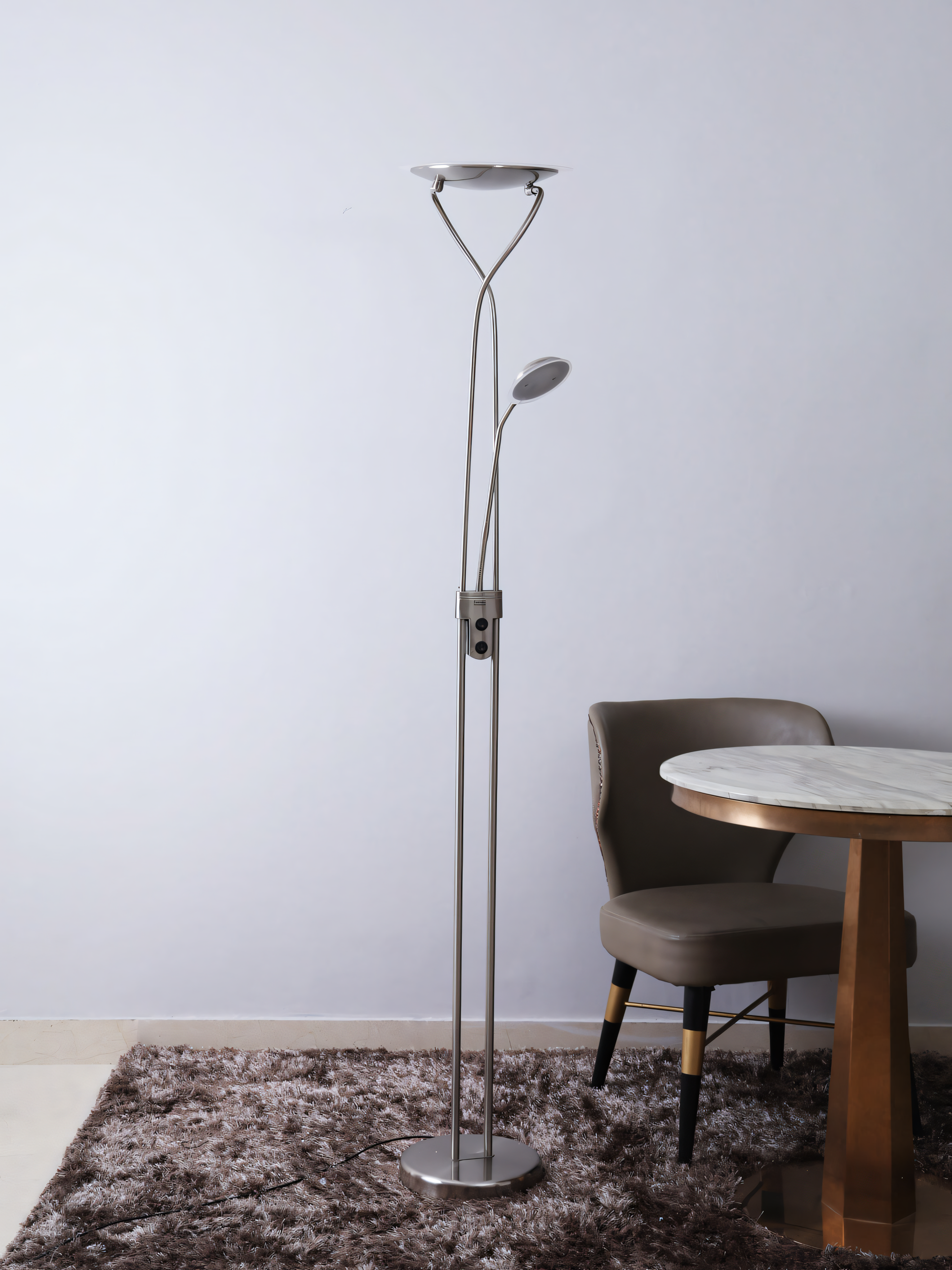 Striking, silver finish on the Colombo Floor Lamp